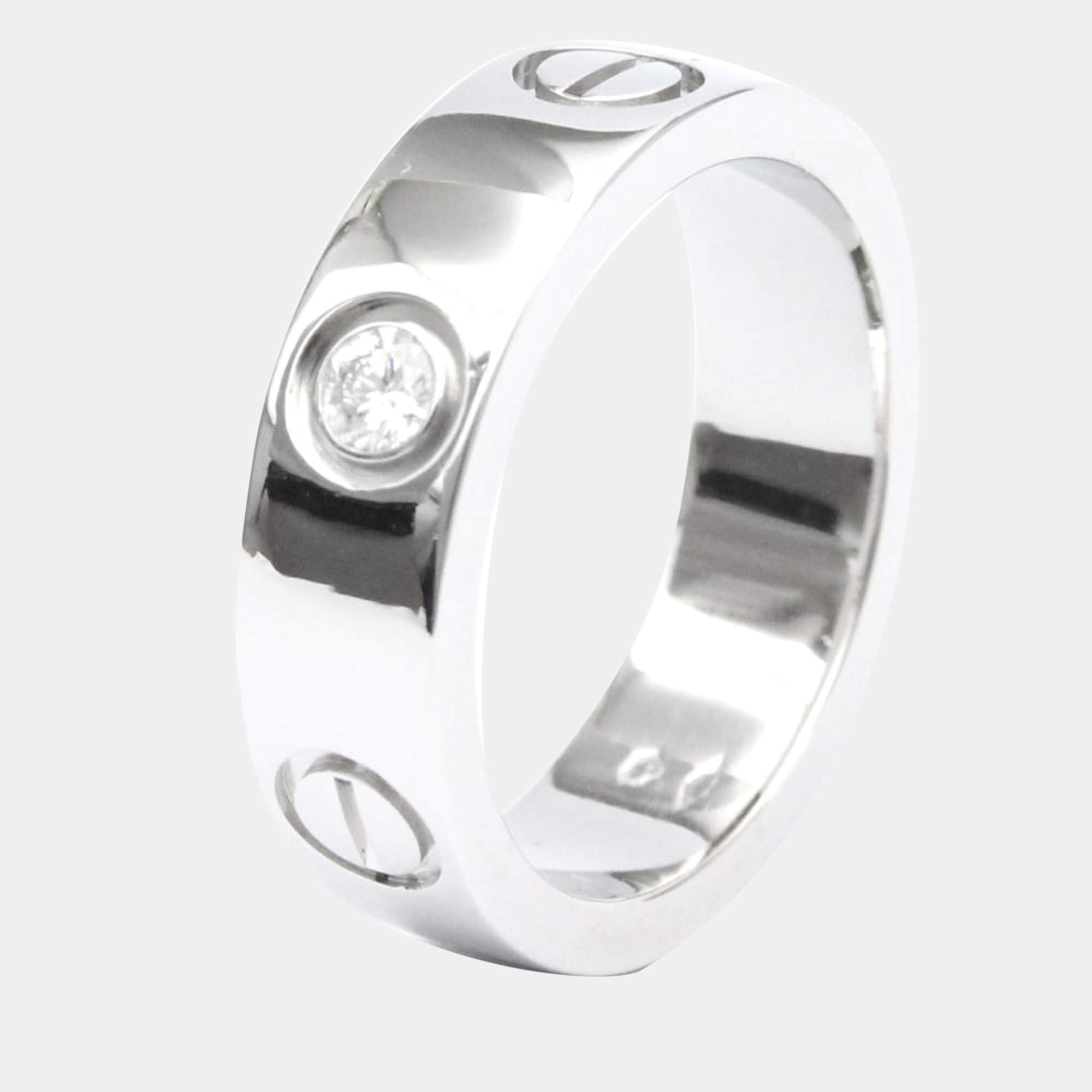 Pre Owned Cartier Love Platinum Diamond Ring EU 51