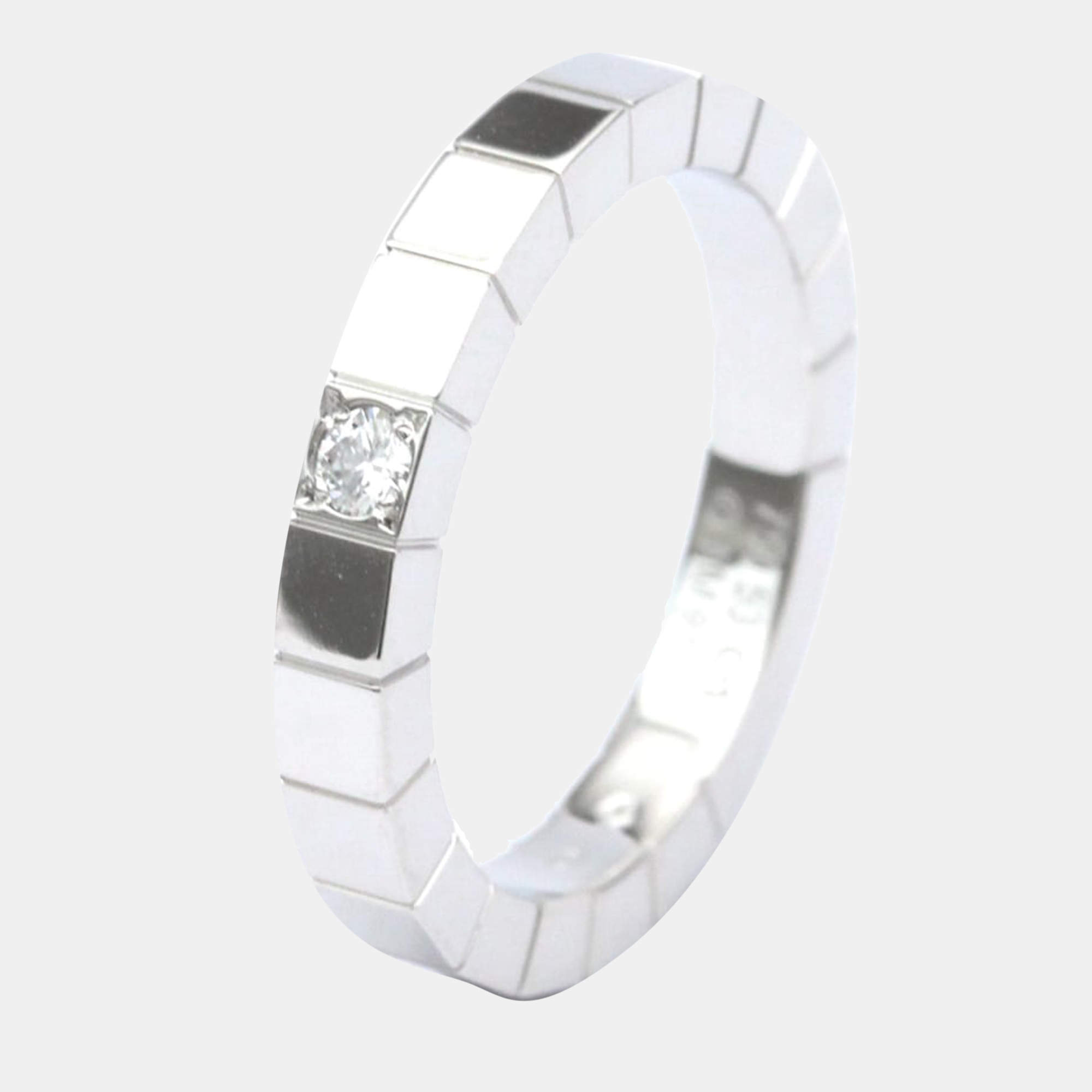 Pre Owned Cartier Lanieres 18K White Gold Diamond Ring EU 53
