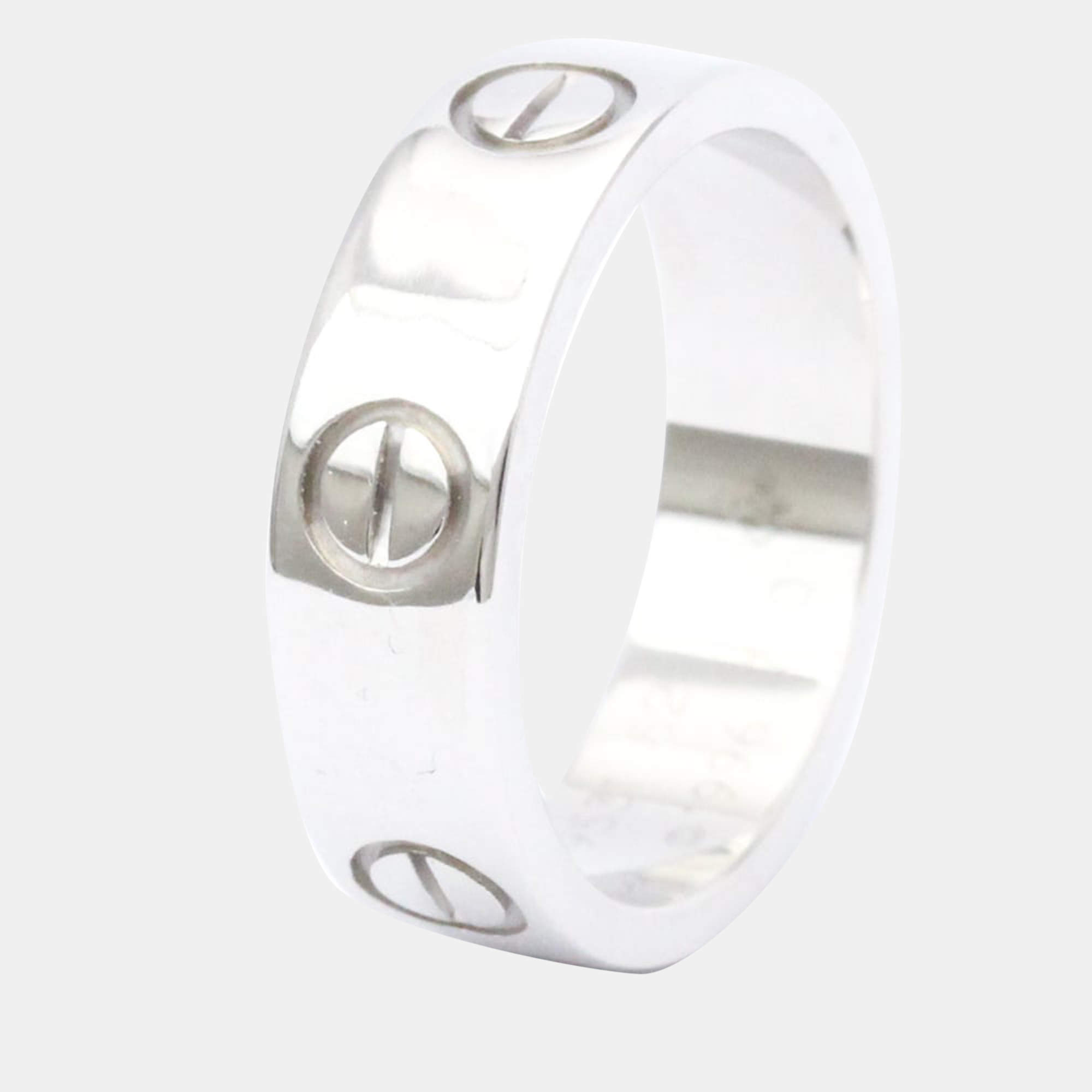 Pre Owned Cartier Love 18K White Gold Ring EU 52