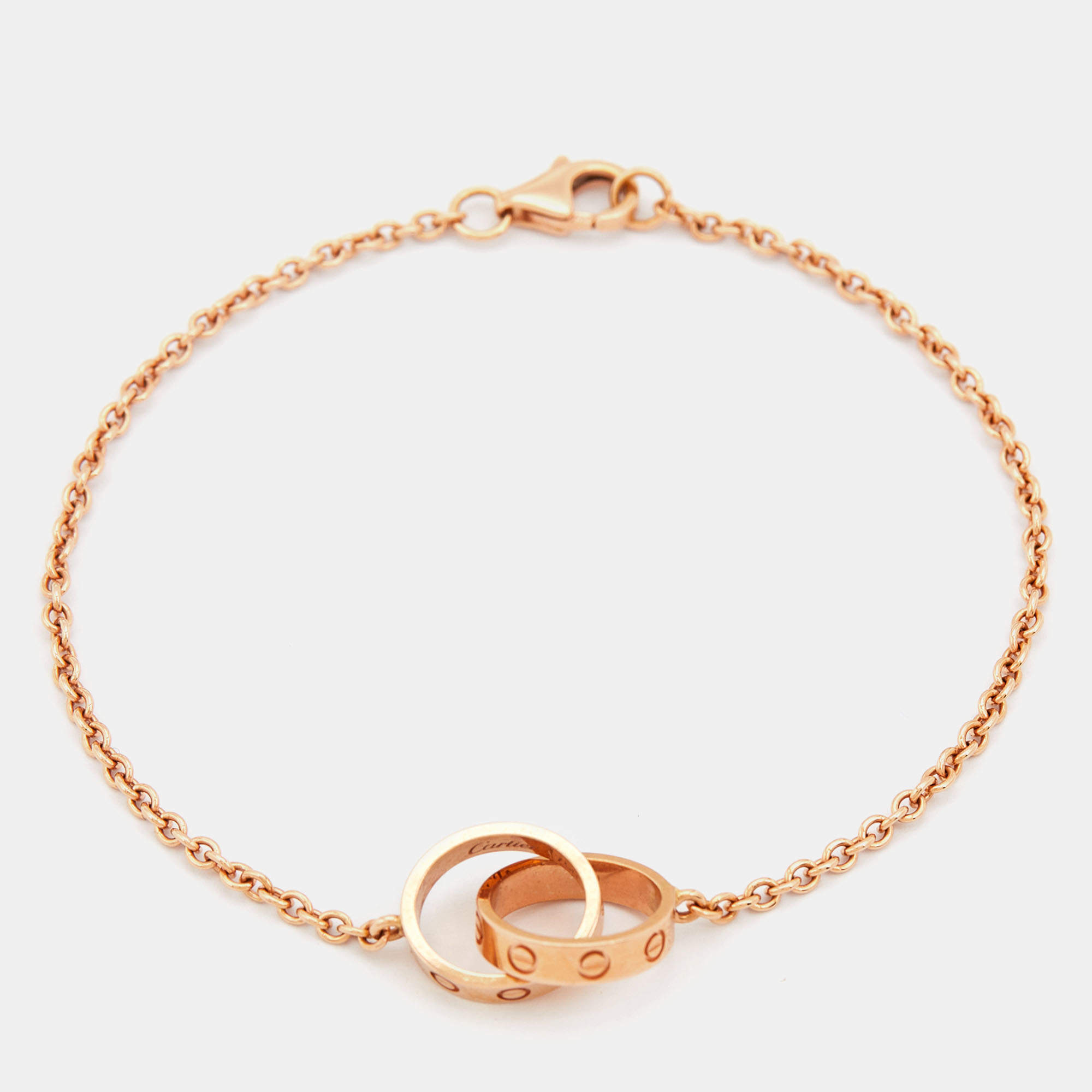 Pre Owned Cartier Love Interlocking Loops 18k Rose Gold Bracelet