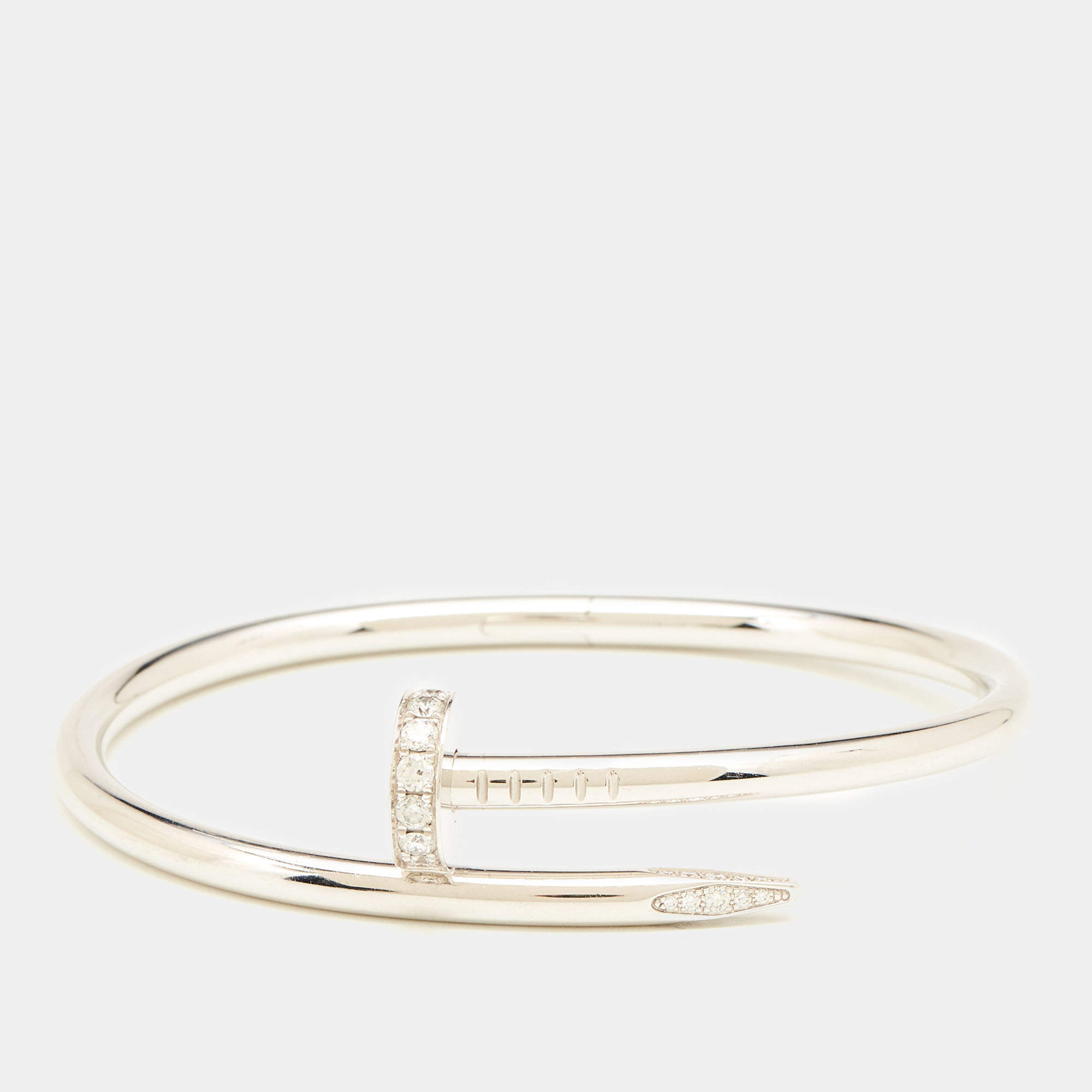 Pre Owned Cartier Juste Un Clou Diamonds 18K White Gold Bracelet 16