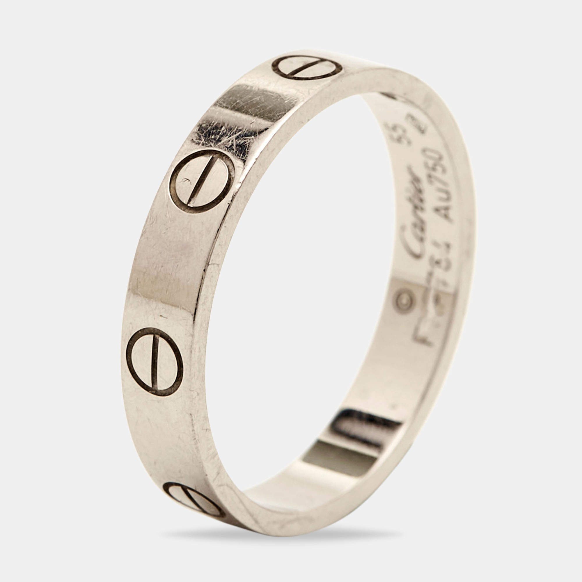 Pre Owned Cartier Love 18k White Gold Wedding Band Ring Size 55