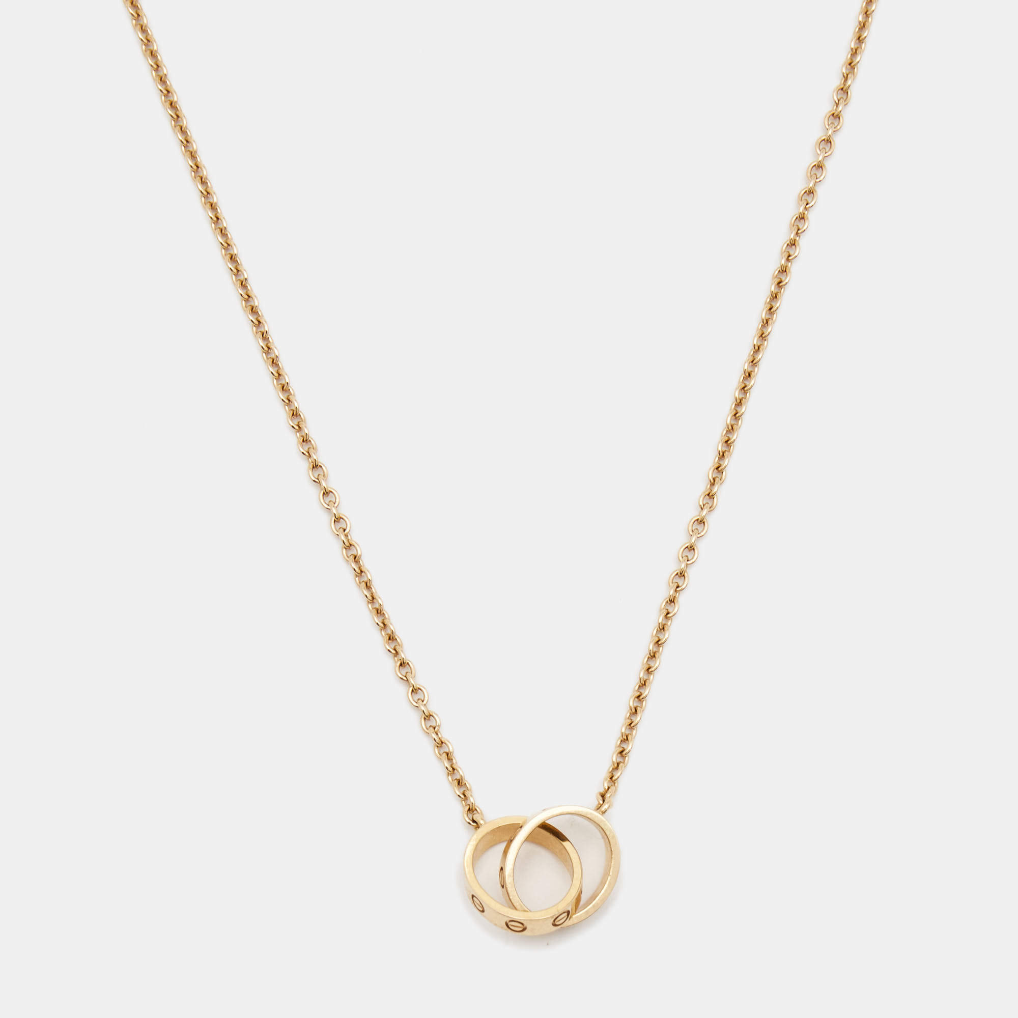 Pre Owned Cartier Love Interlocking Loops 18k Rose Gold Necklace