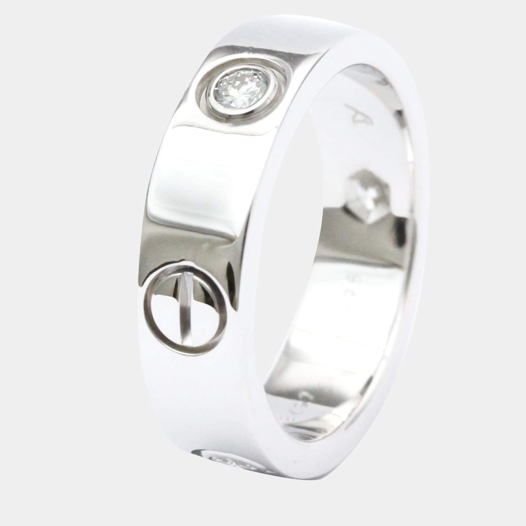 Pre Owned Cartier Vintage Love 18K White Gold Diamond Ring EU 54