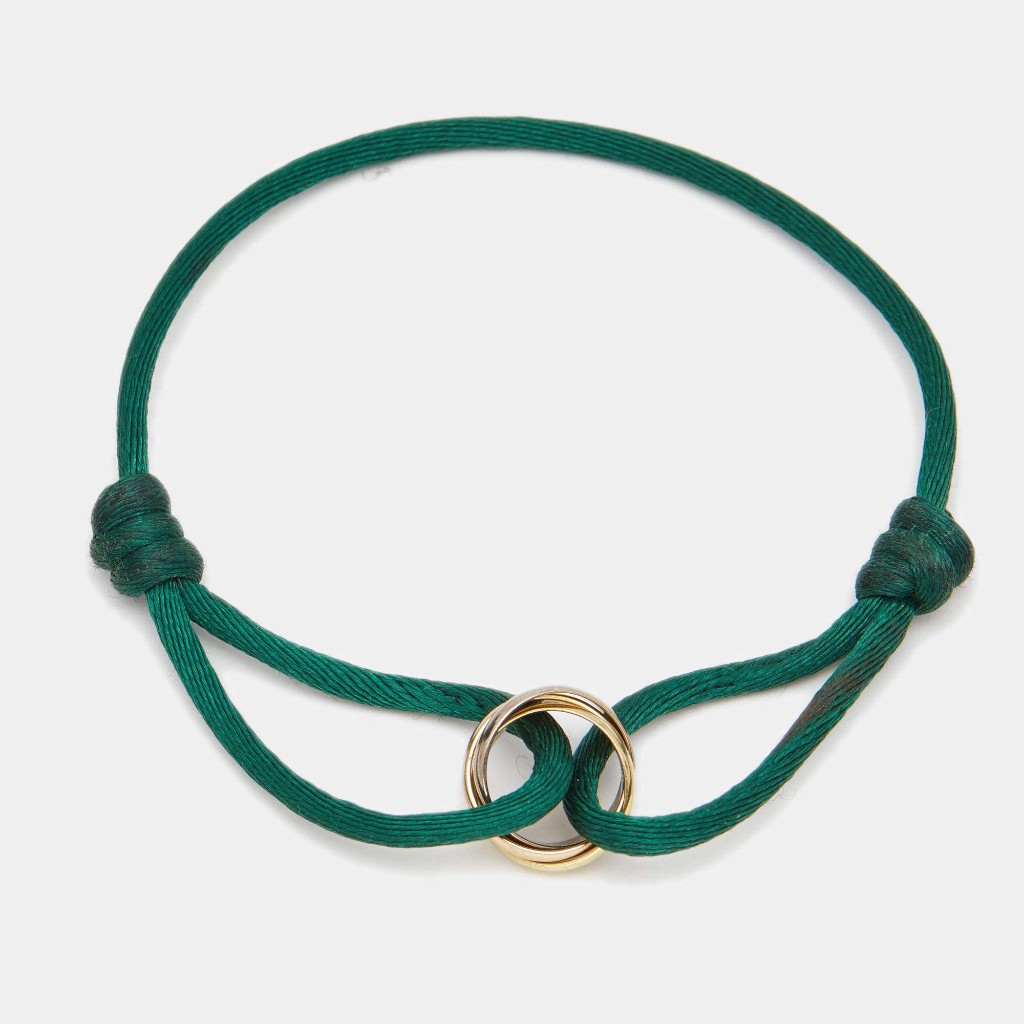 Pre Owned Cartier Trinity 18k Three Tone Gold Adjustable Cord Bracelet