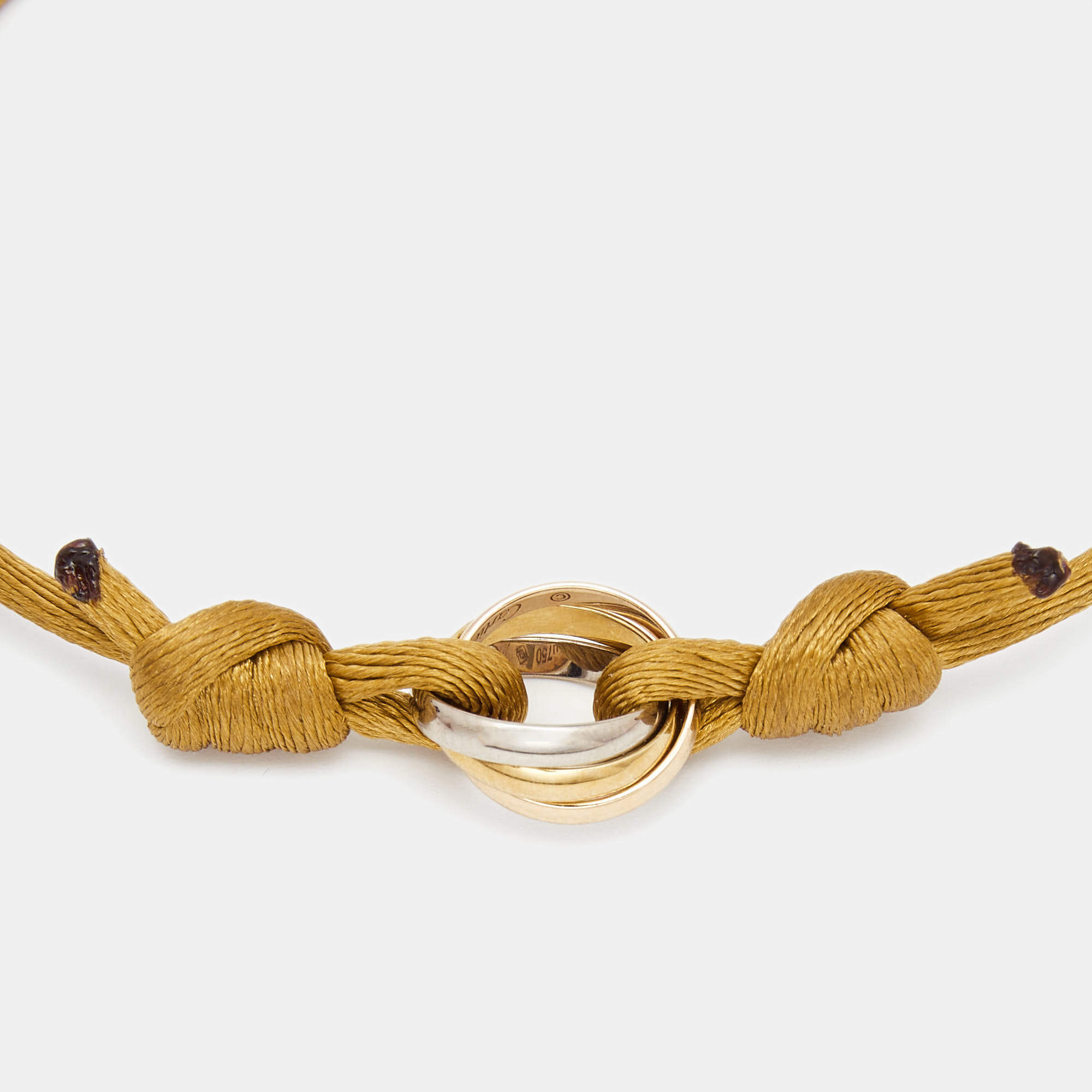 Cartier Trinity 18K Three Tone Gold Cord Adjustable Bracelet – Dandelion  Antiques