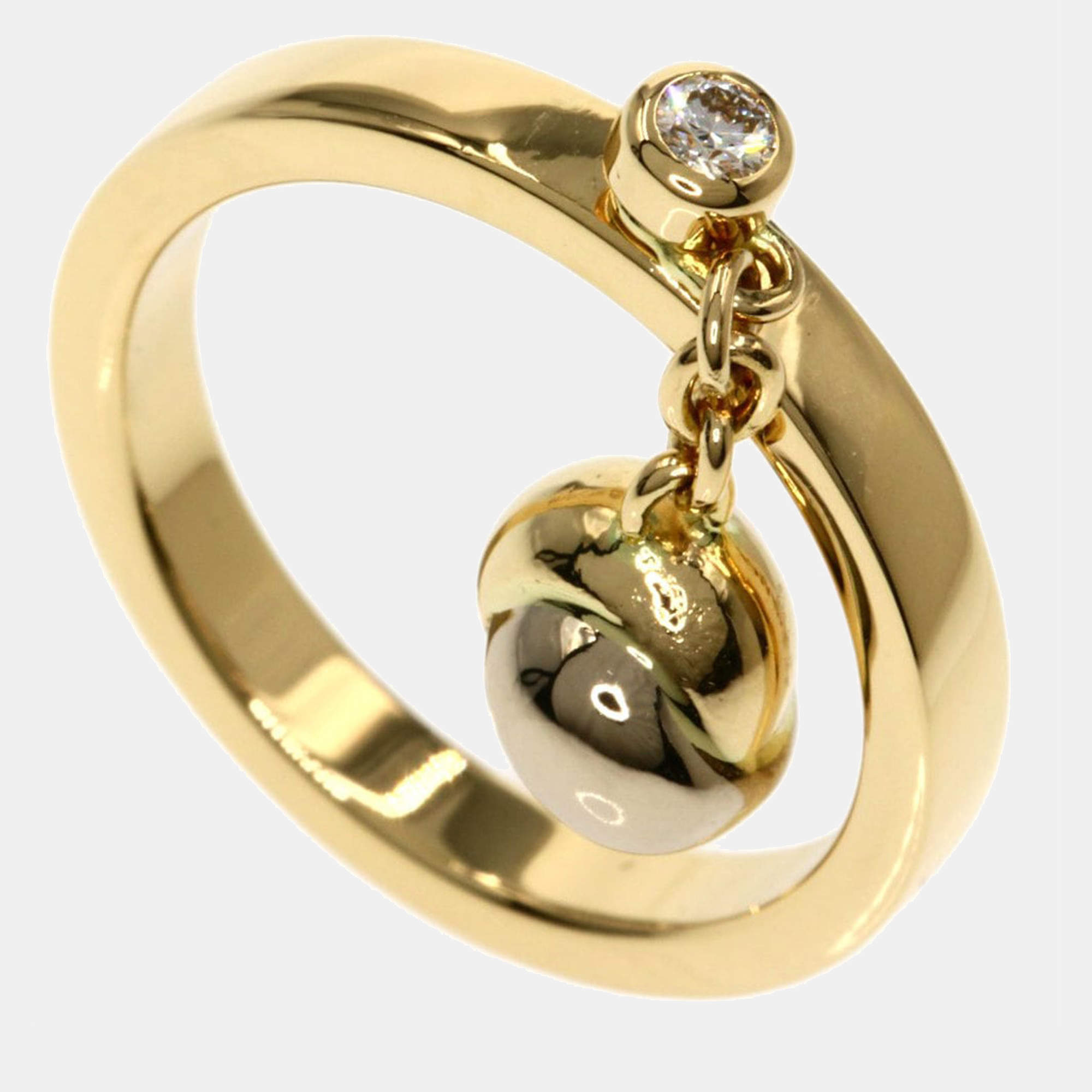 Pre Owned Cartier Trinity Ball 18K Yellow Rose and White Gold Diamond Ring EU 49