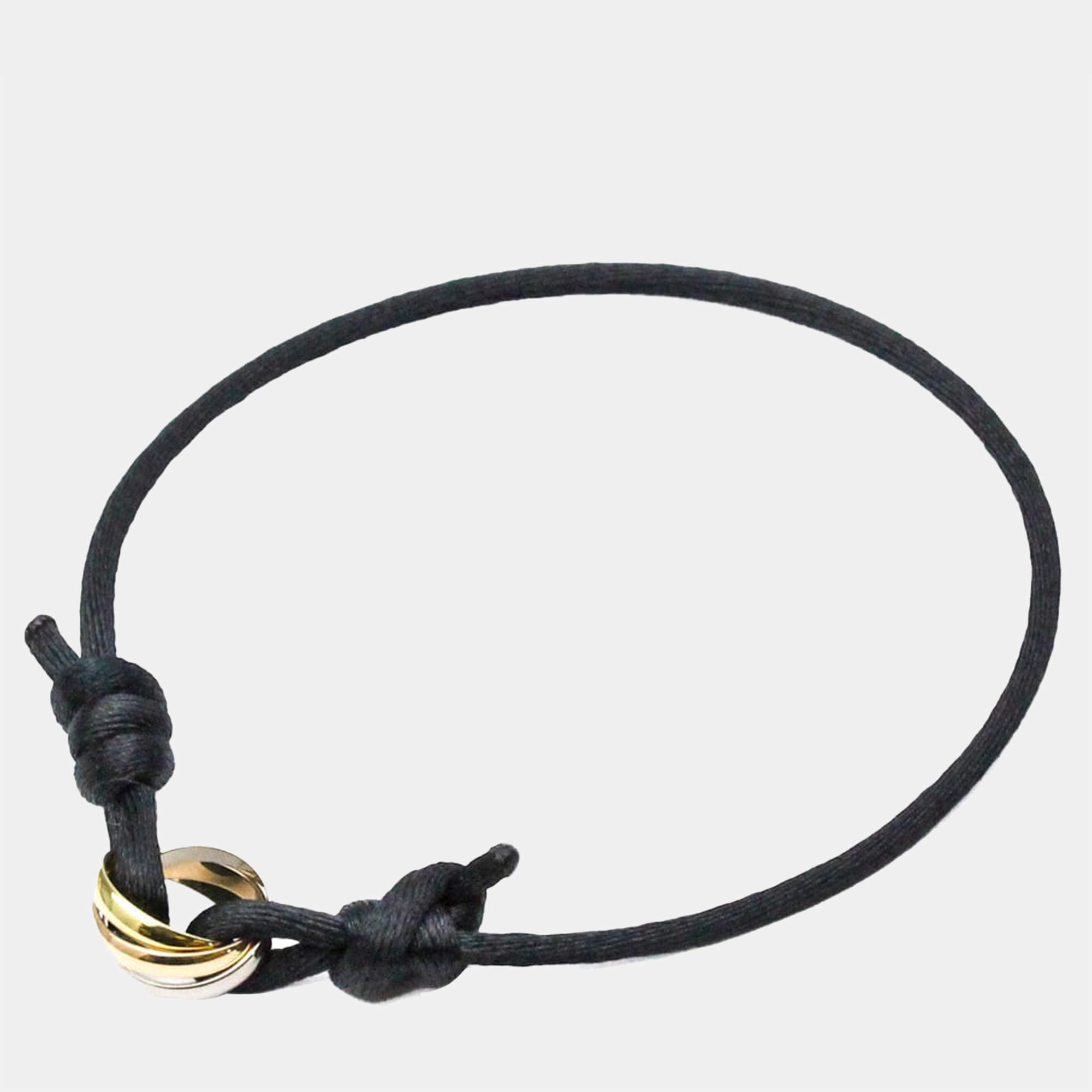 Pre Owned Cartier Trinity 18K Yellow Rose and White Gold Charm Bracelet 18.5