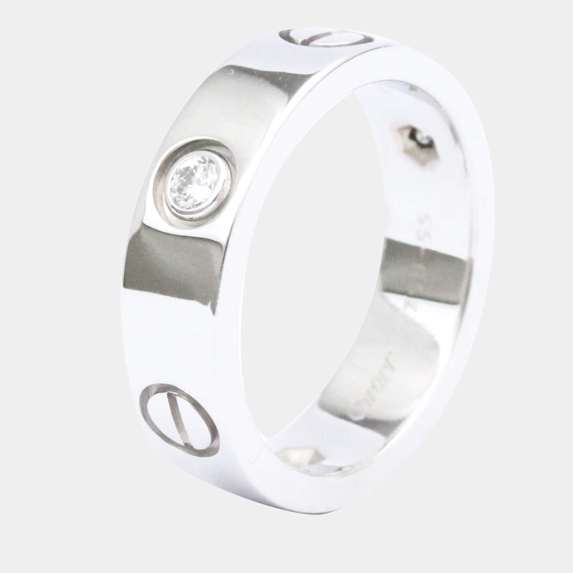 Pre Owned Cartier Love 18K White Gold Diamond Ring EU 55