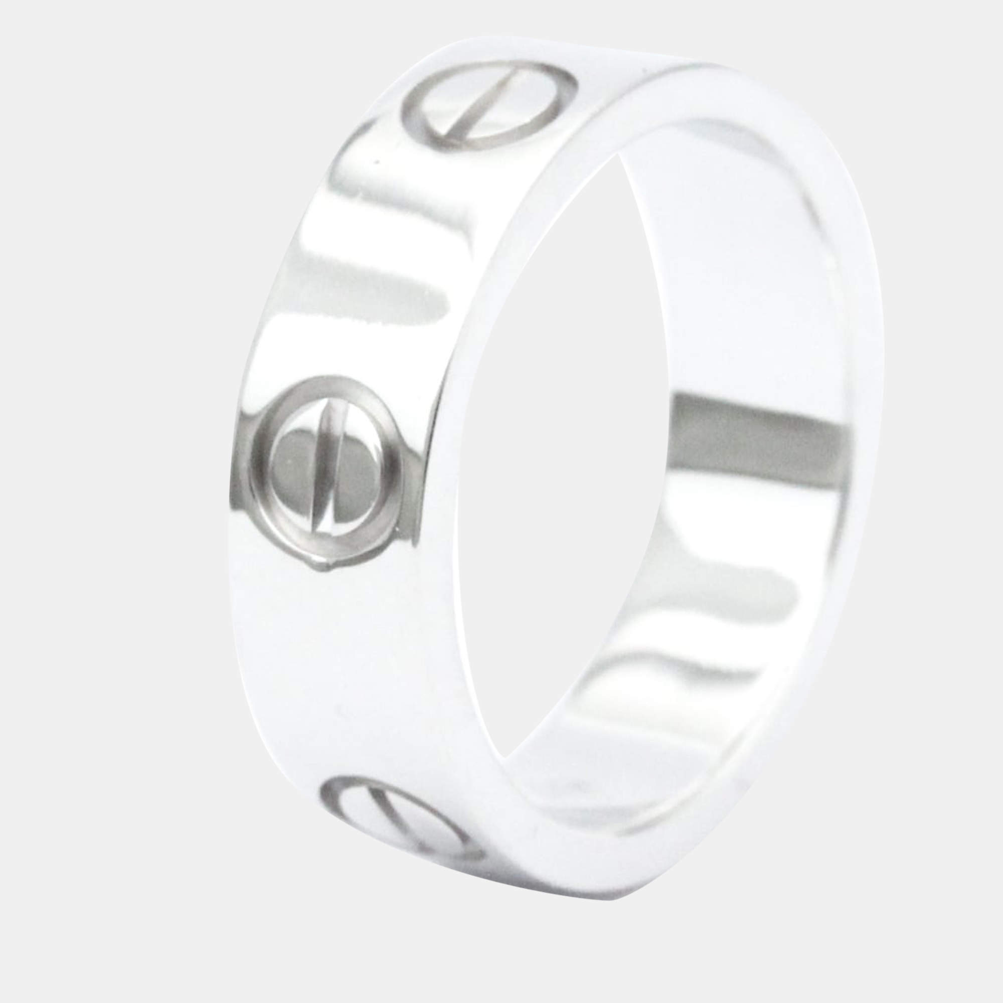 Pre Owned Cartier Vintage Love 18K White Gold Ring EU 50