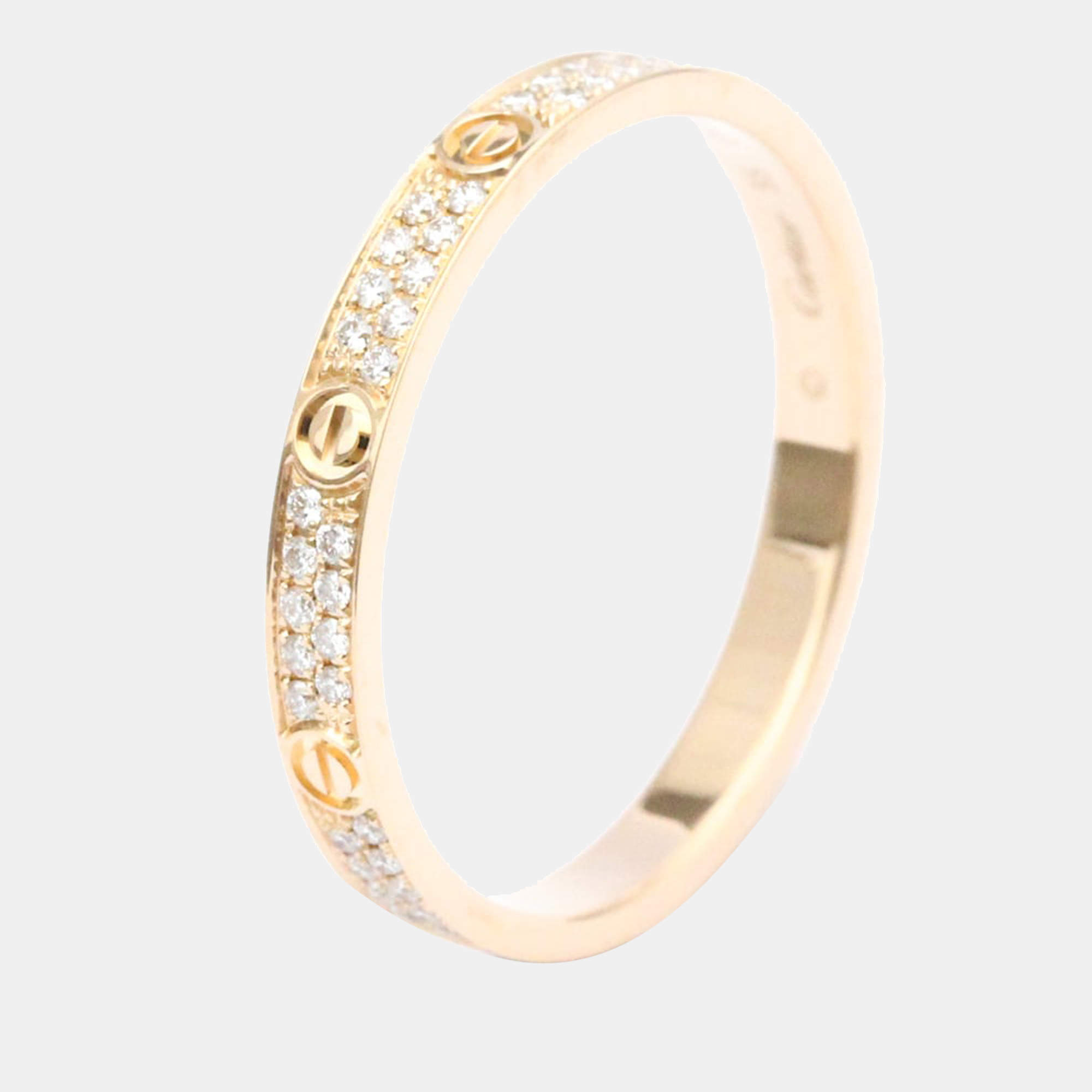 Pre Owned Cartier Love Pave 18K Rose Gold Diamond Ring EU 55