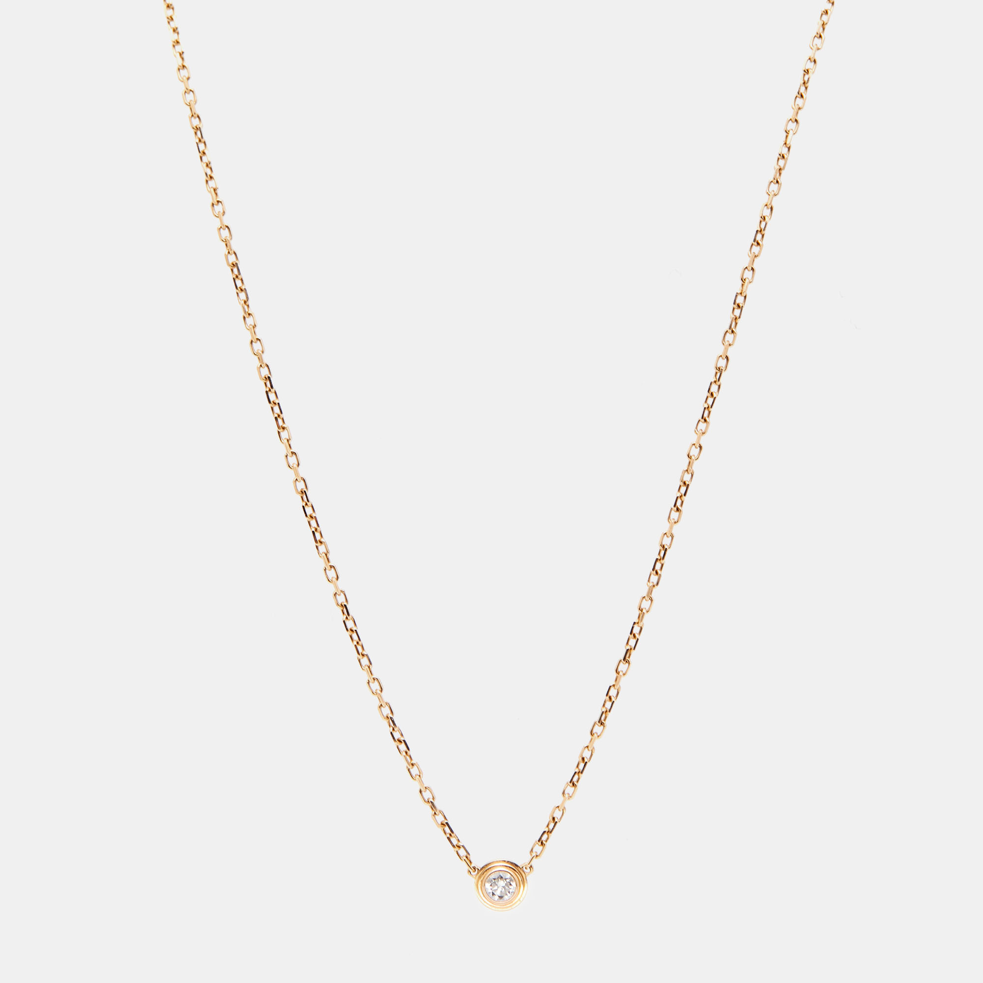 Pre Owned Cartier D'Amour Diamond 18k Rose Gold XS Model Necklace