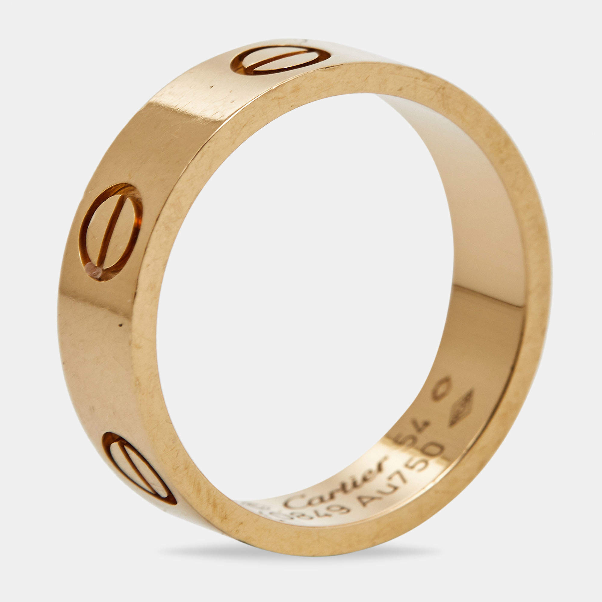 Cartier Love 18k Yellow Gold Band Ring Size 54