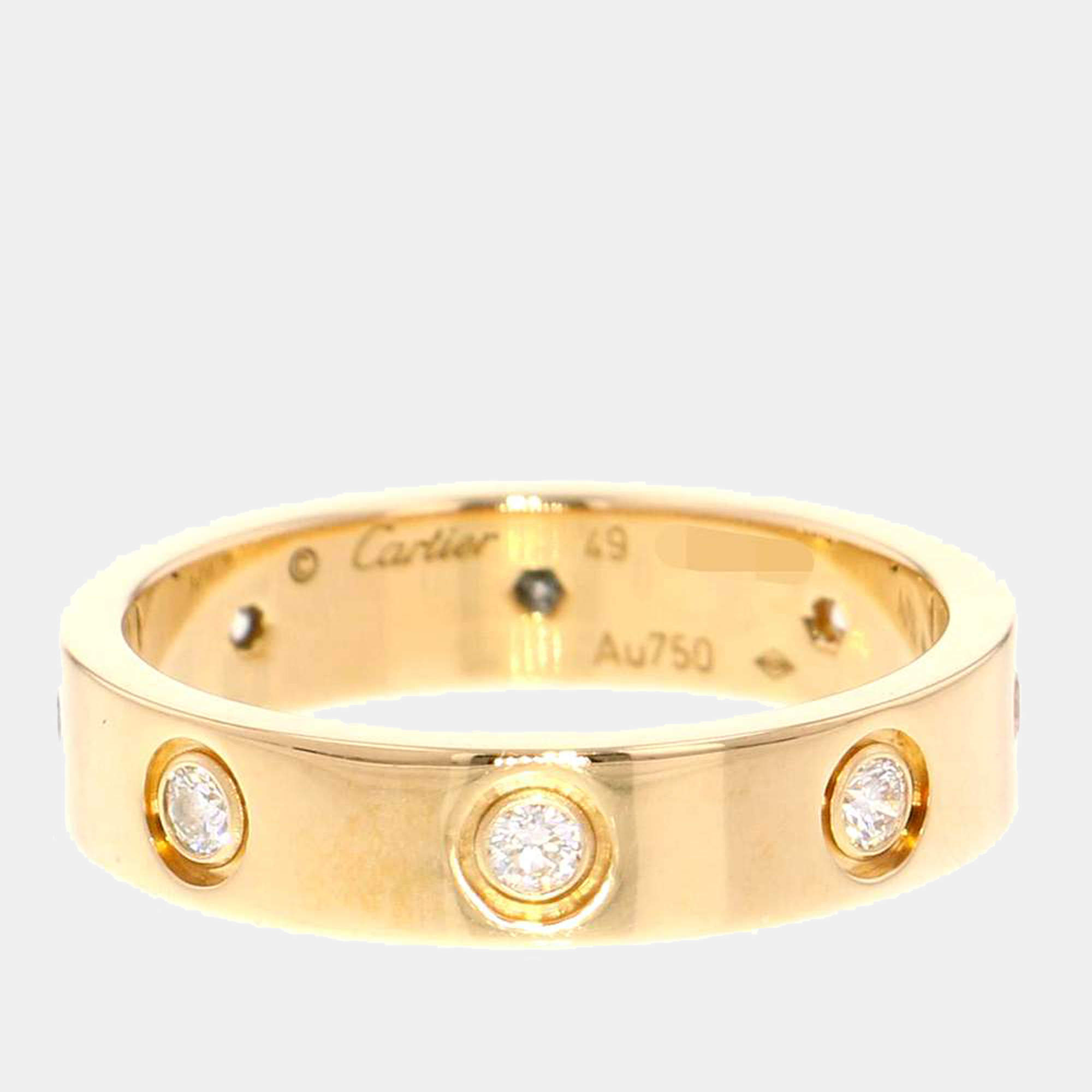Pre Owned Cartier Love 18K Yellow Gold Diamond Ring EU 49