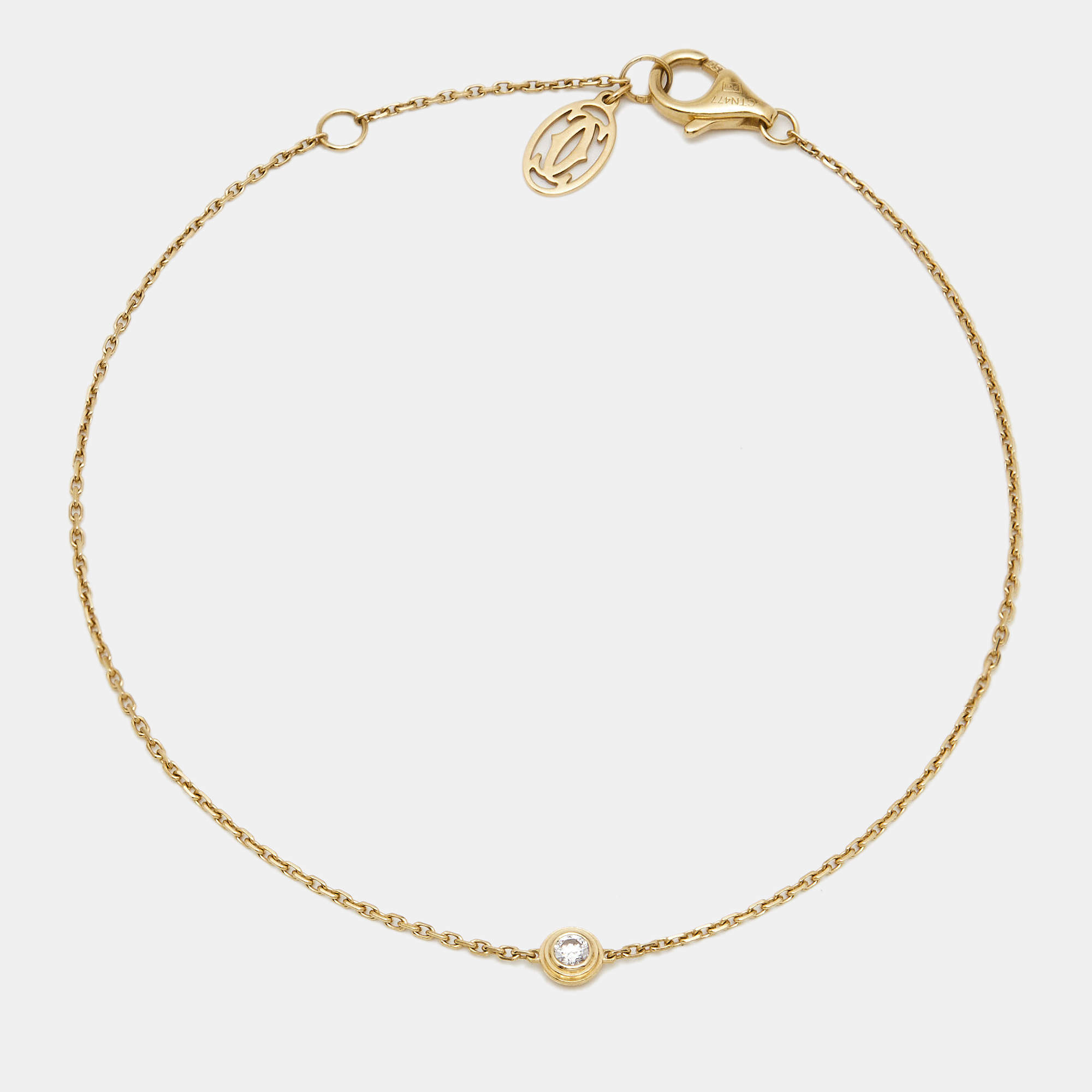 Pre Owned Cartier D'Amour Diamond 18k Yellow Gold XS Model Bracelet