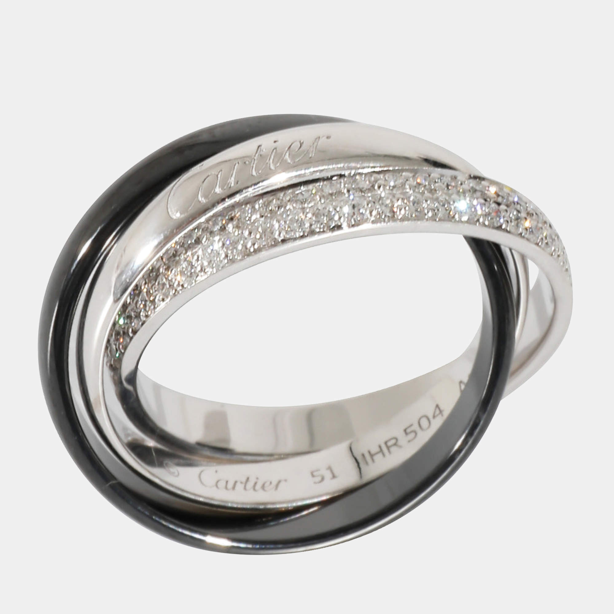 Cartier Trinity Ring with Ceramic Diamond in 18k White Gold 0.45