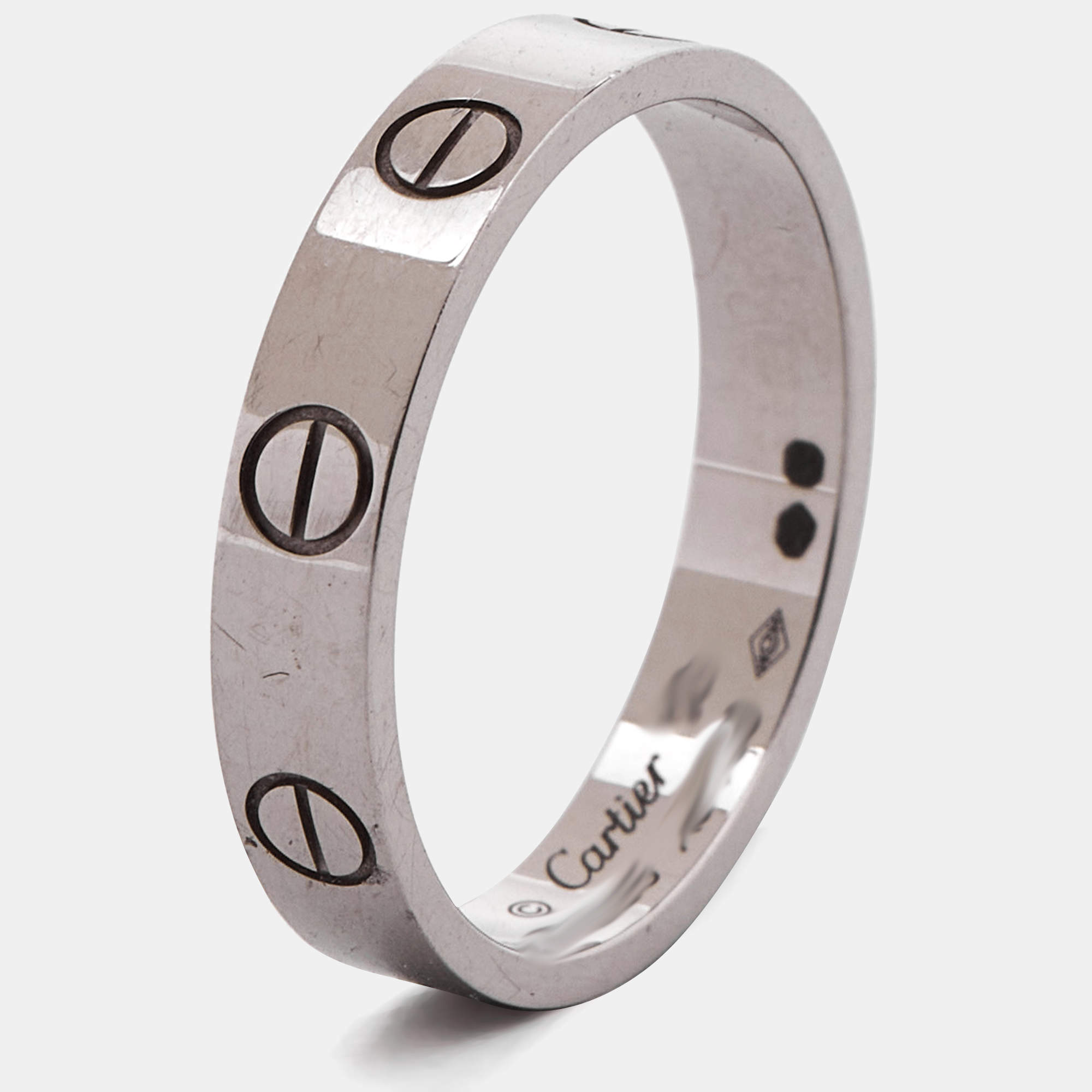 مملوكة مسبقًا خاتم زفاف كارتييه لوف ذهب أبيض عيار 18 مقاس 53