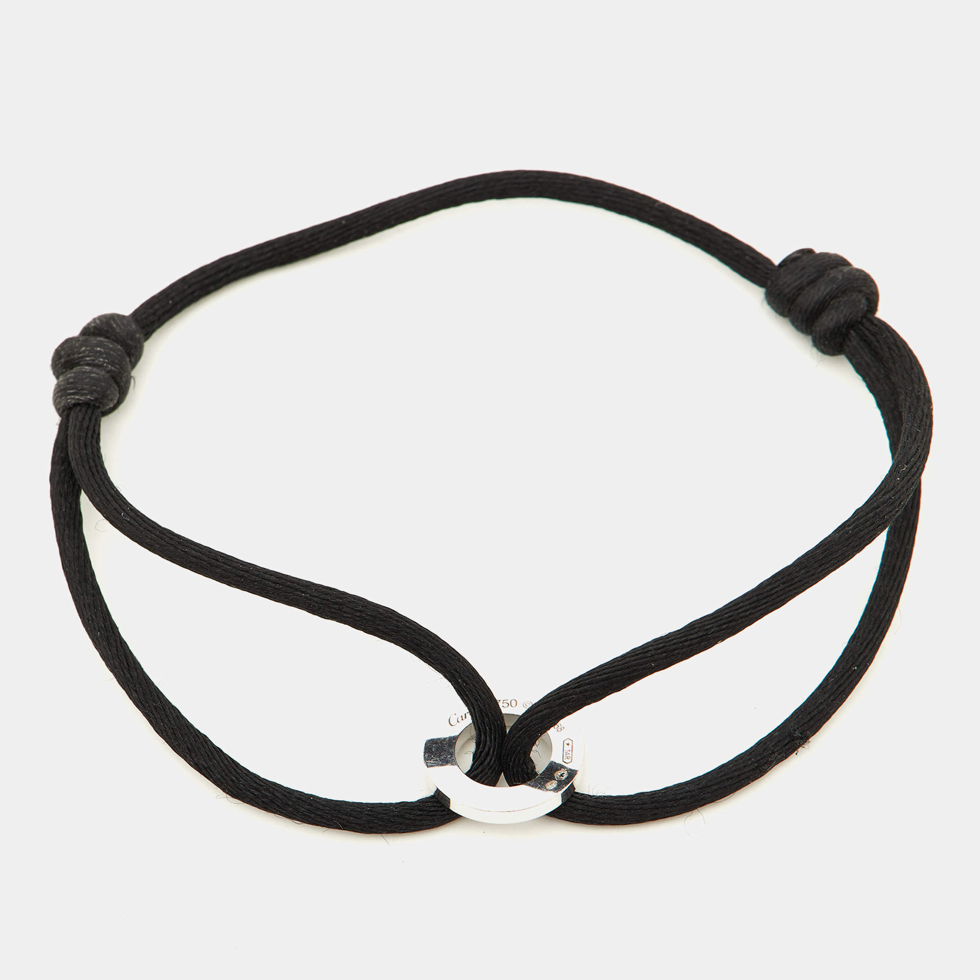 مملوكة مسبقًا Cartier Love Charity Diamonds 18k White Gold Adjustable Cord Bracelet