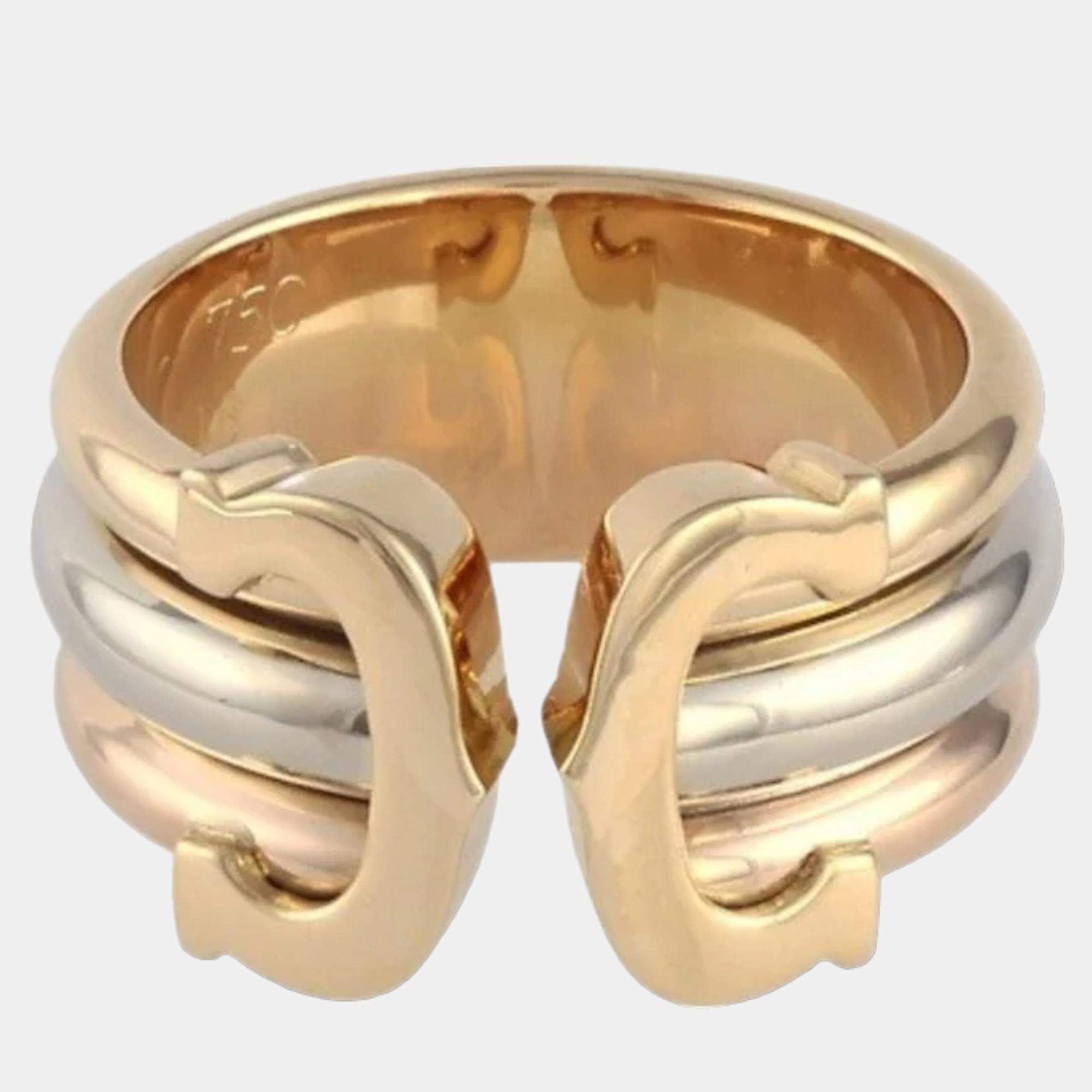 Pre Owned Cartier Trinity De Cartier 18K Yellow Rose and White Gold Ring EU 48