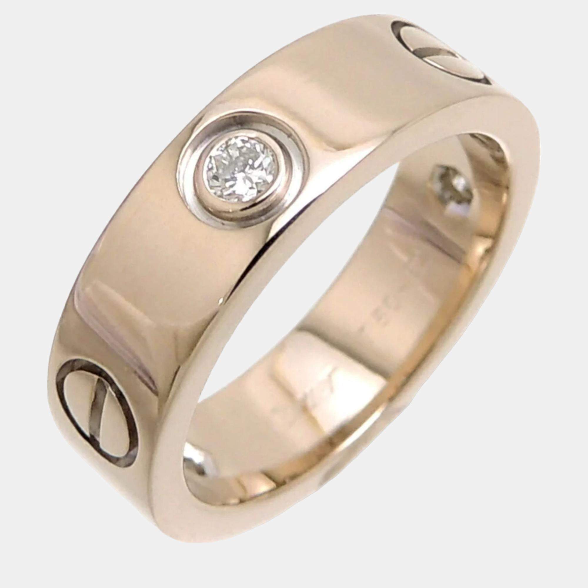 مملوكة مسبقًا Cartier Love Vintage 18K White Gold Diamond Ring EU 52
