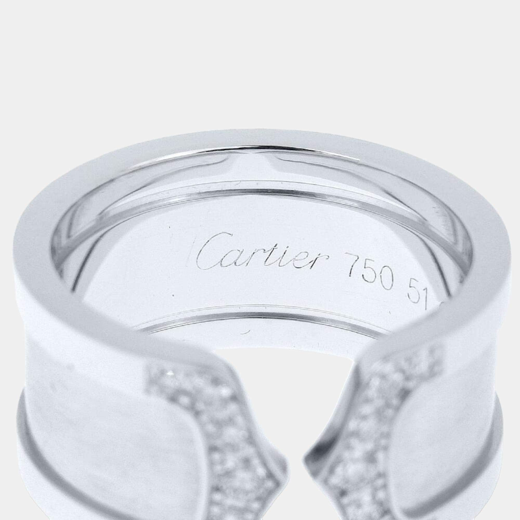 Cartier C De Cartier 18K White Gold Diamond Ring EU 51 Cartier TLC