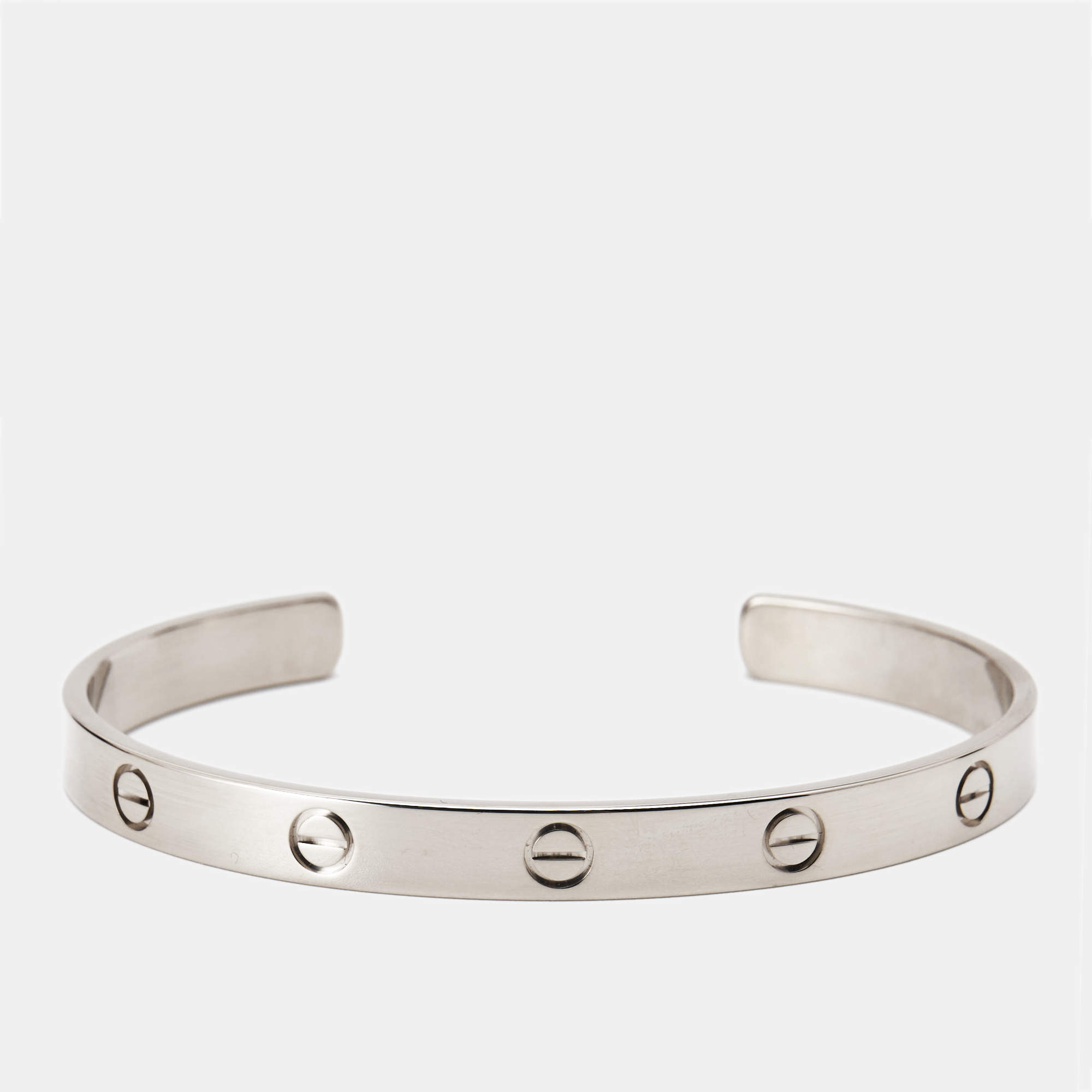 Pre Owned Cartier Love 18k White Gold Open Cuff Bracelet 19