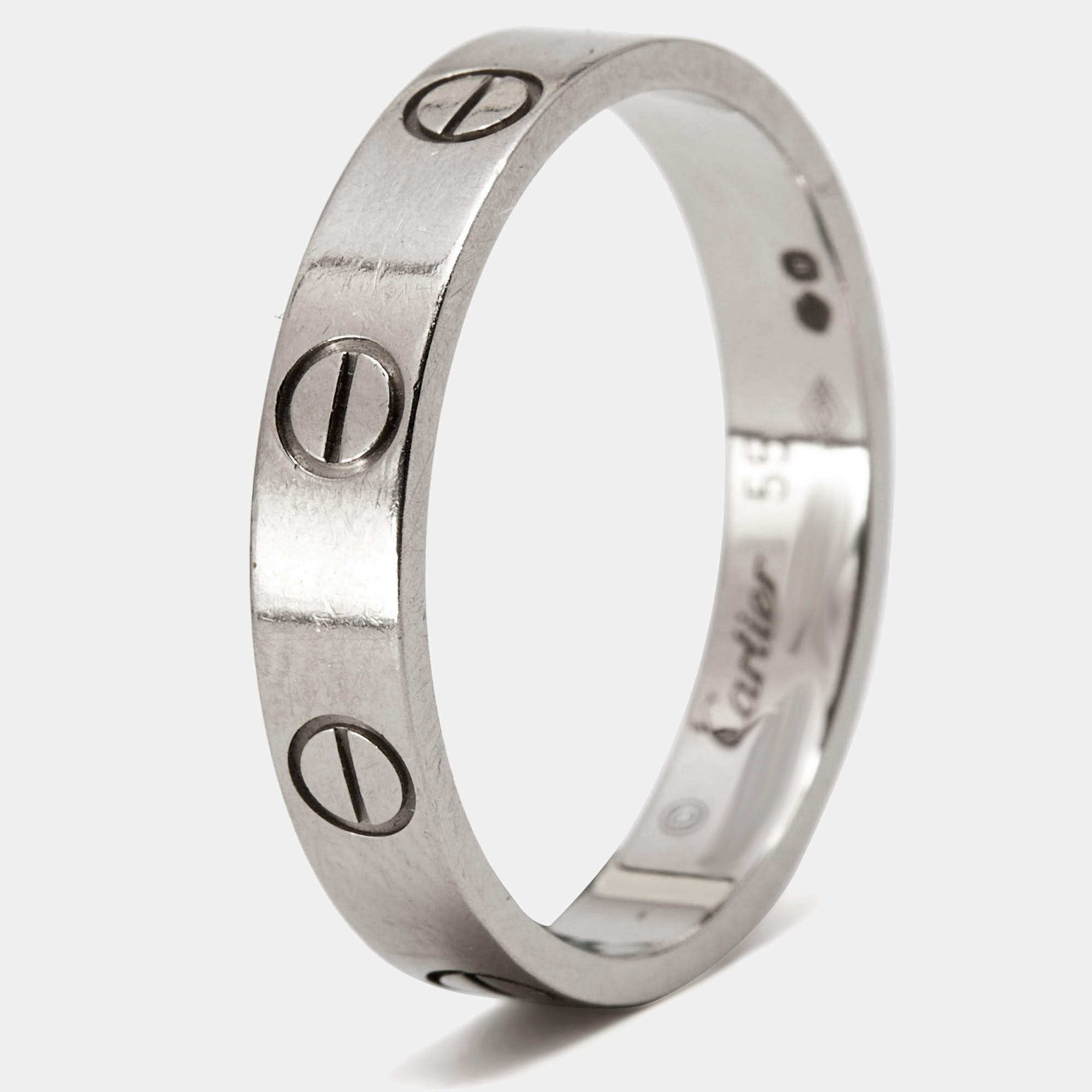 Pre Owned Cartier Love 18k White Gold Wedding Band Ring Size 55