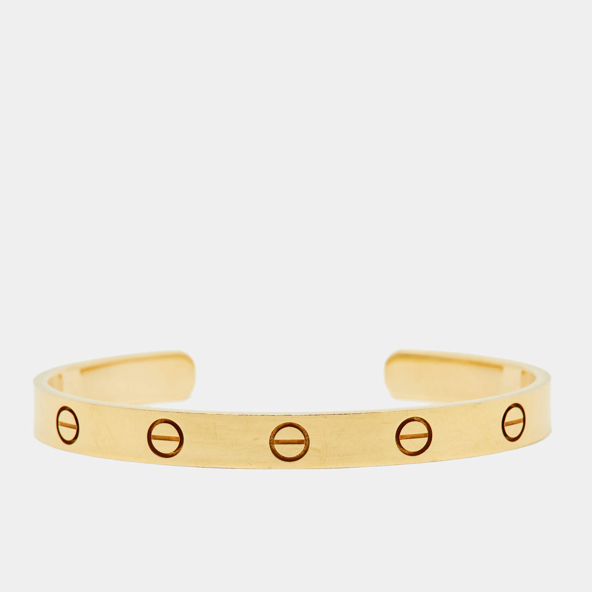 Pre Owned Cartier Love 18K Yellow Gold Open Cuff Bracelet 17