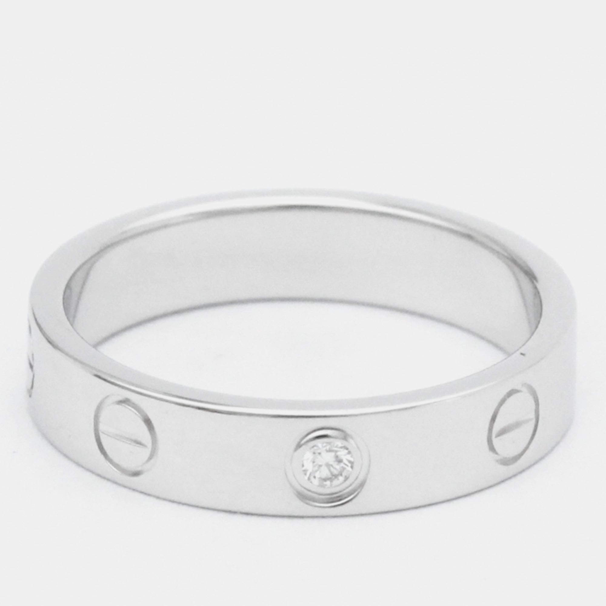 Pre Owned Cartier Love 18K White Gold Diamond Ring EU 51