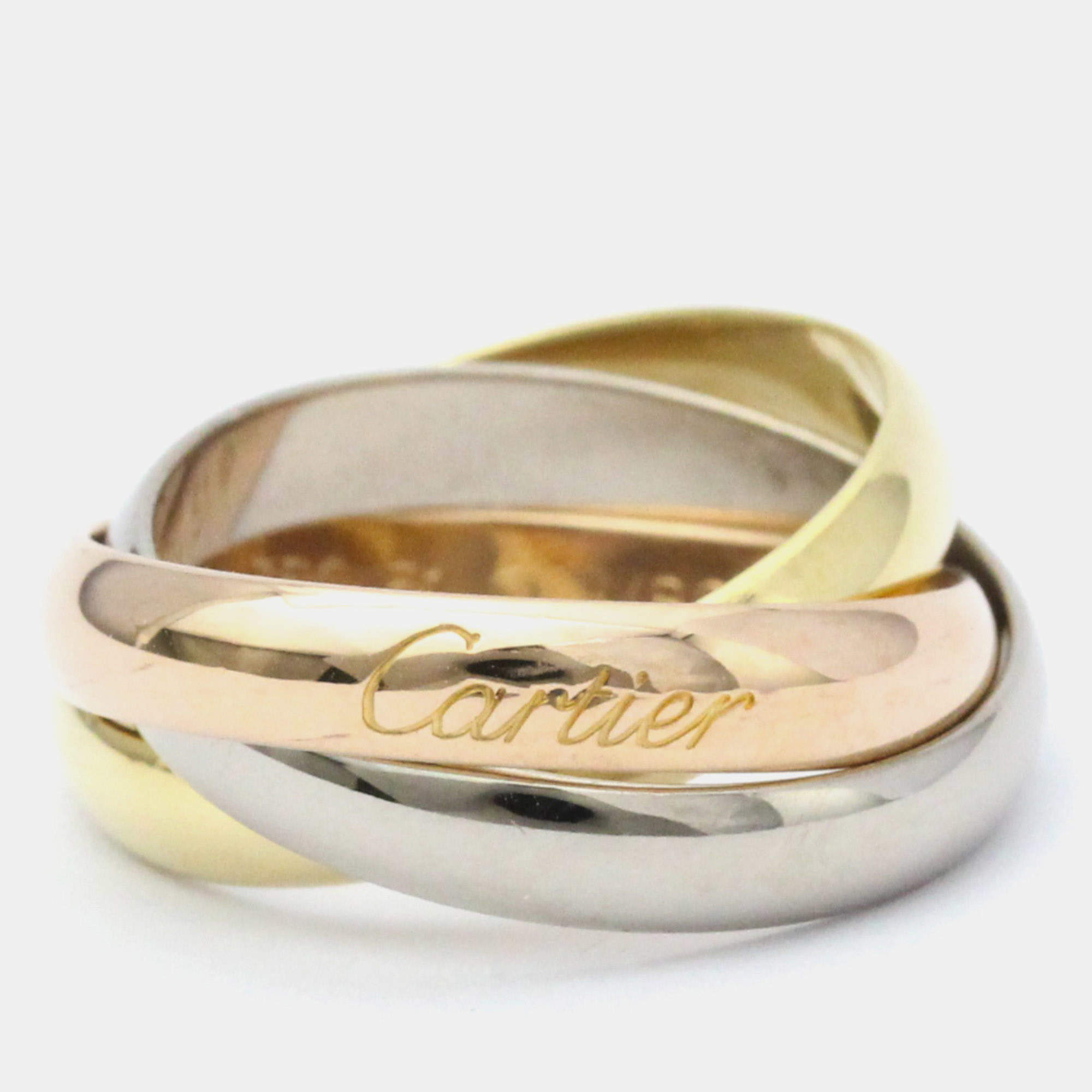 Pre Owned Cartier Trinity 18K Yellow Rose and White Gold Ring EU 51
