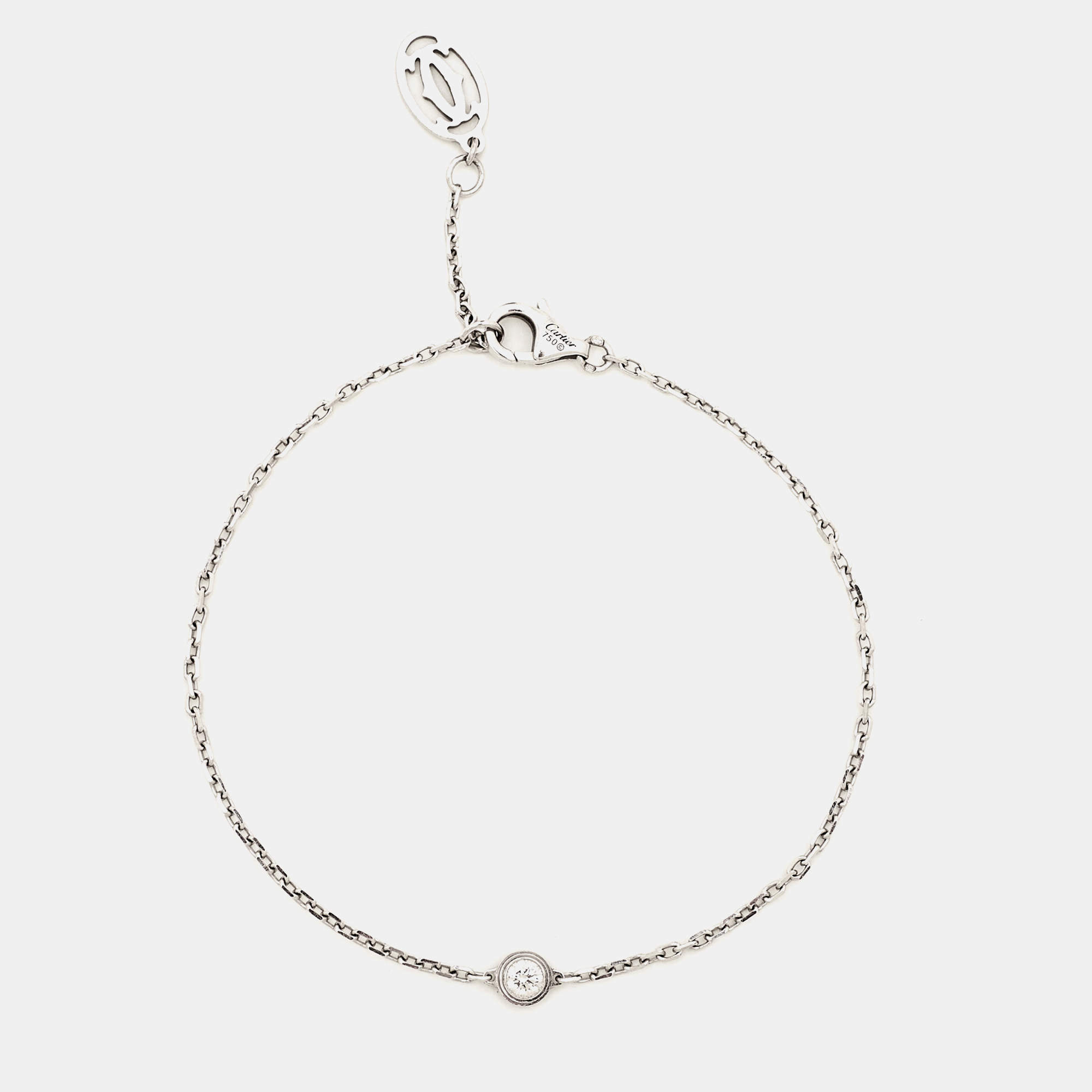 Pre Owned Cartier d'Amour Diamond 18k White Gold Small Model Bracelet