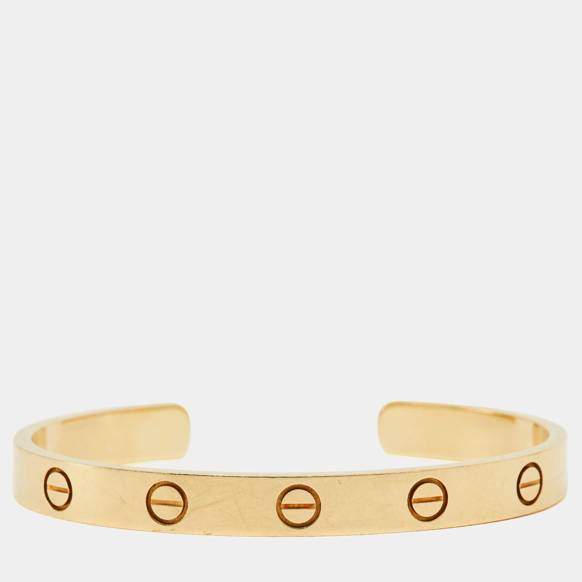 Pre Owned Cartier Love 18k Yellow Gold Open Cuff Bracelet 16