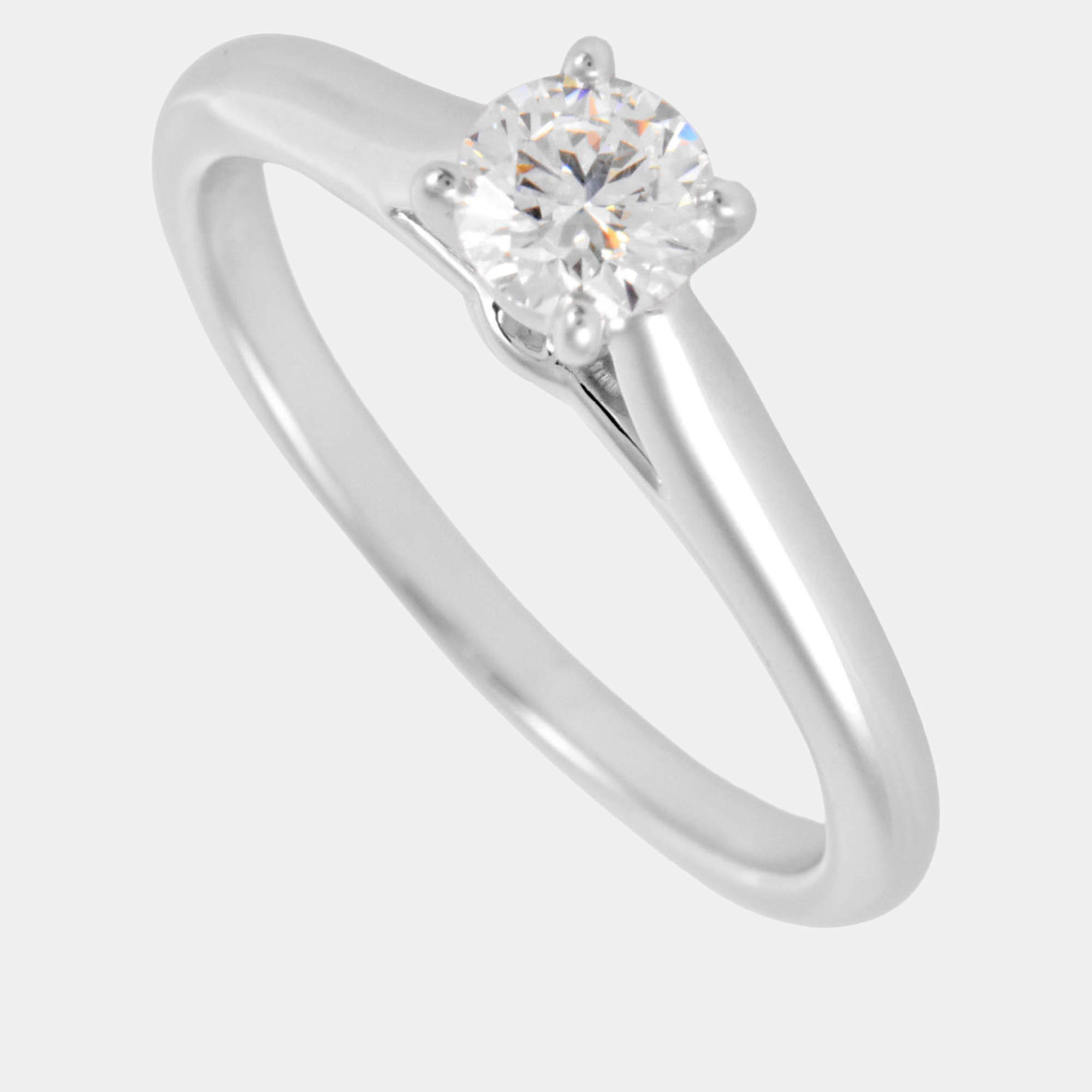 Pre Owned Cartier Platinum and Diamond Solitaire 1895 Engagement Ring EU 54.5