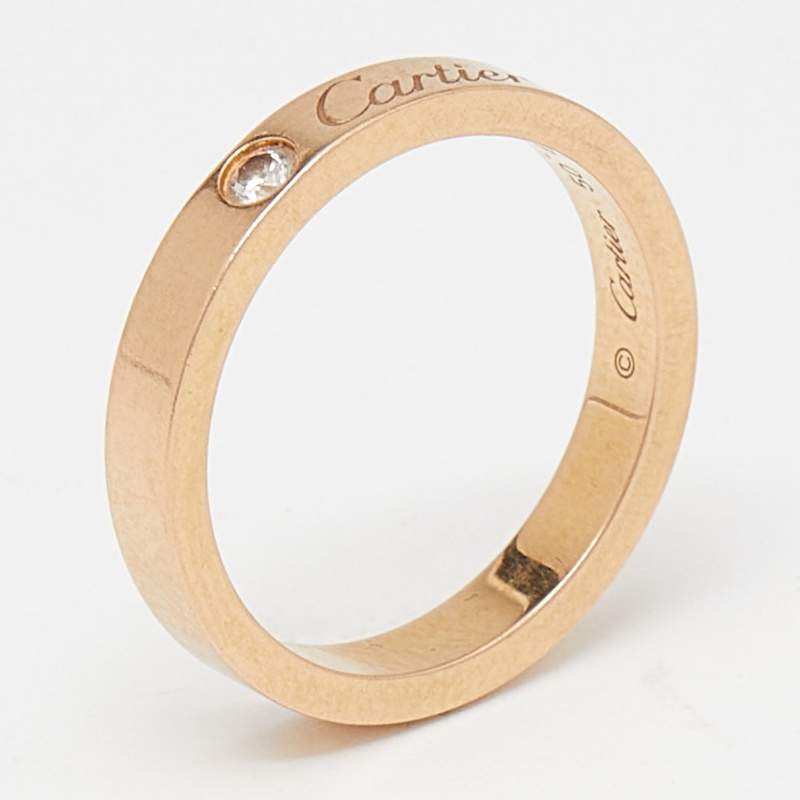 Pre Owned Cartier C De Cartier Diamond 18k Rose Gold Ring Size 50