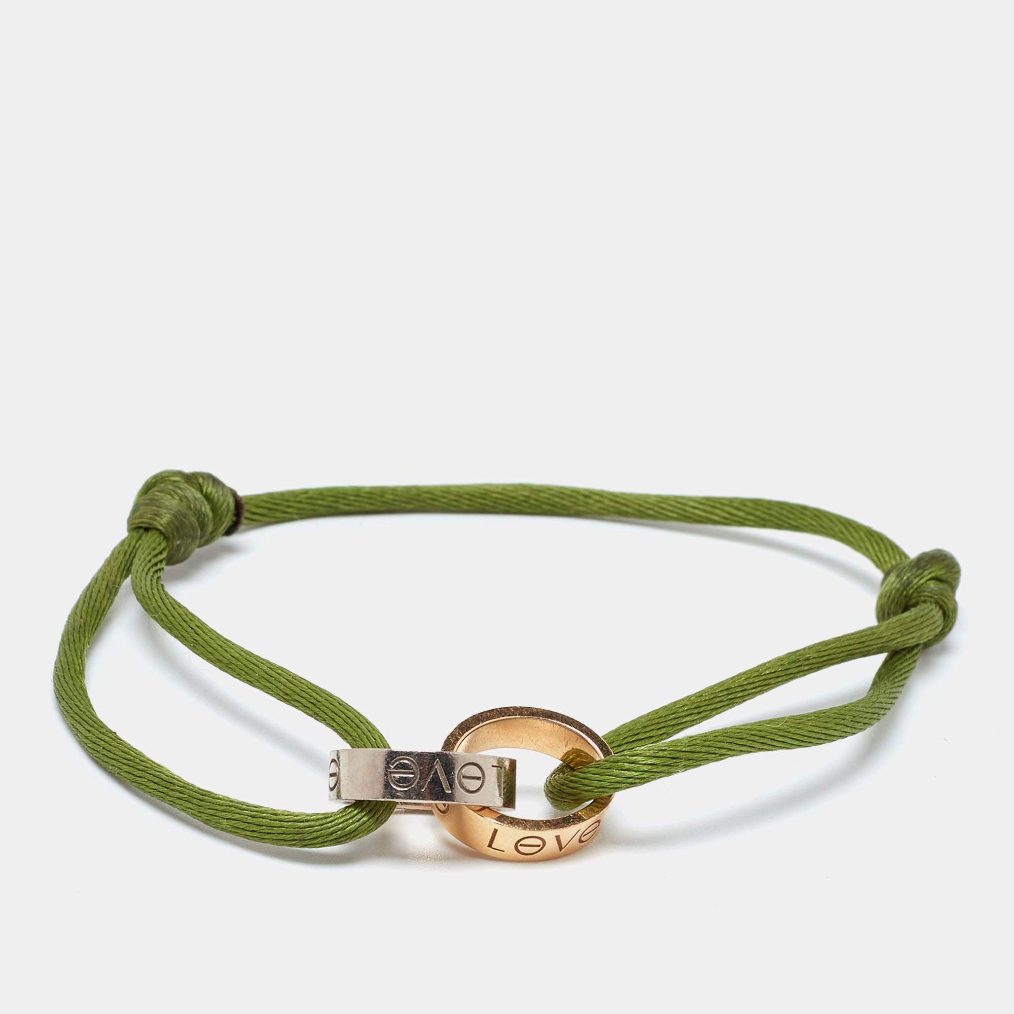 Pre Owned Cartier Love Interlocking Loops 18k Two Tone Cord Bracelet