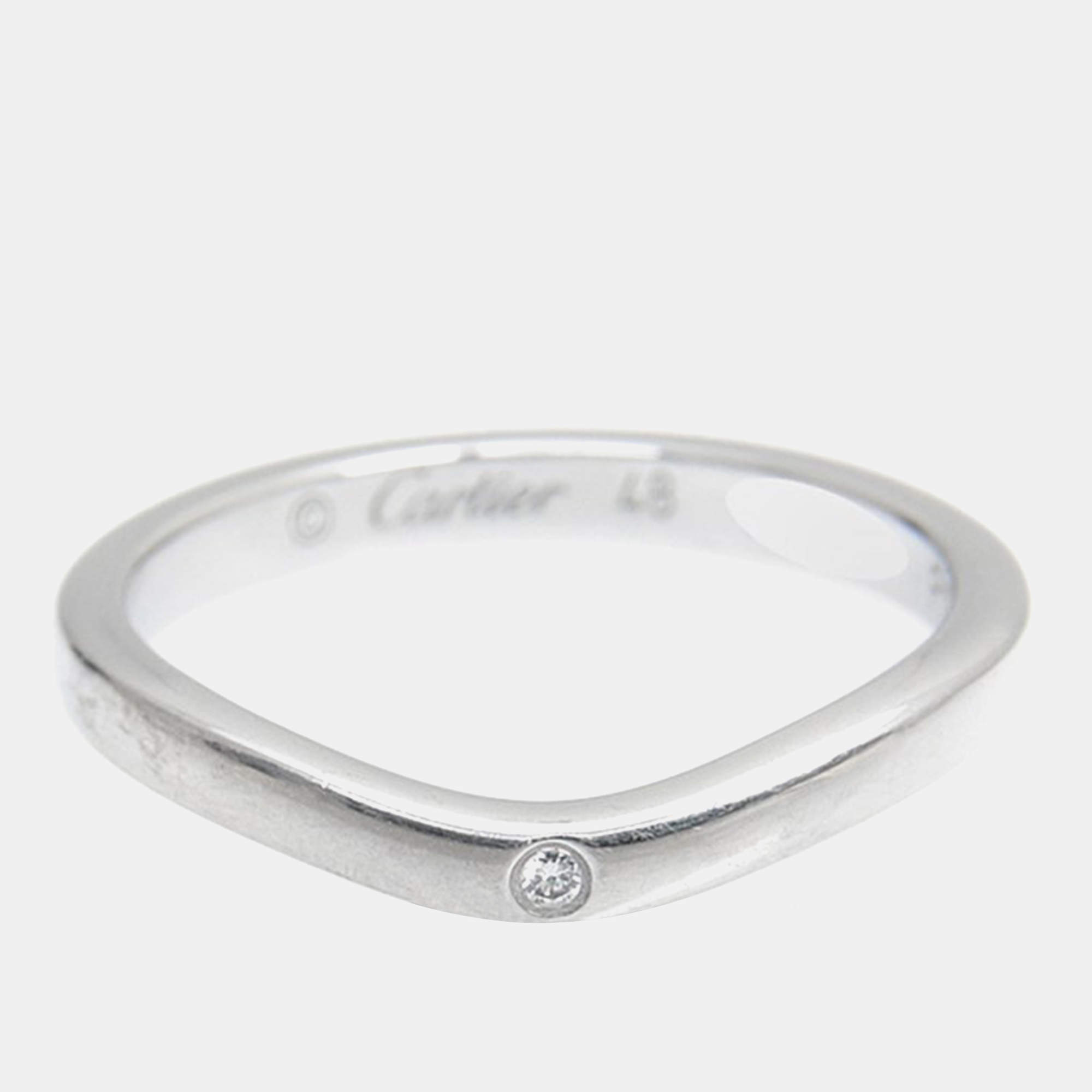 Pre Owned Cartier Platinum and Diamond Ballerine Band Ring EU 48