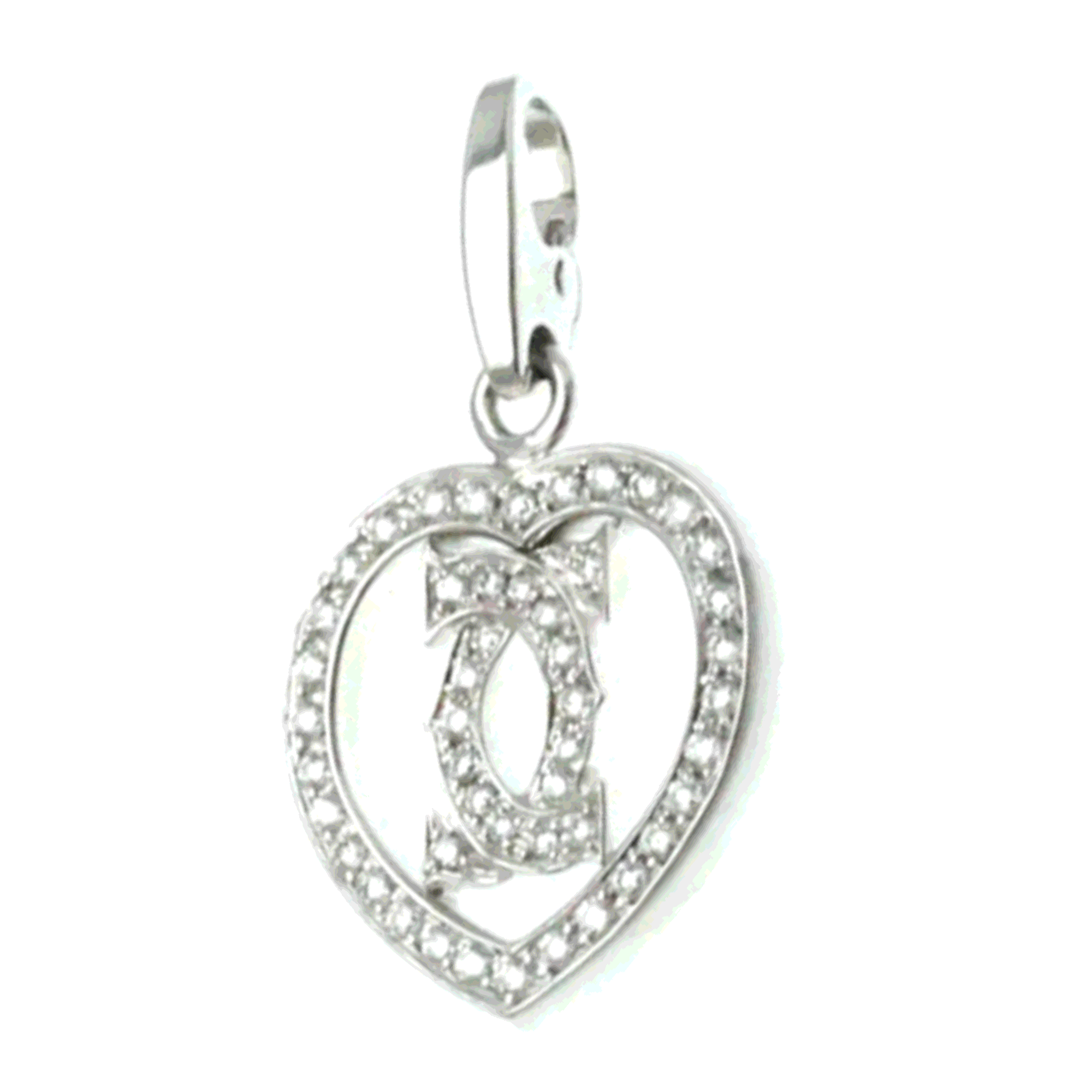 Cartier 18K White Gold and Diamond Double C Heart Charm