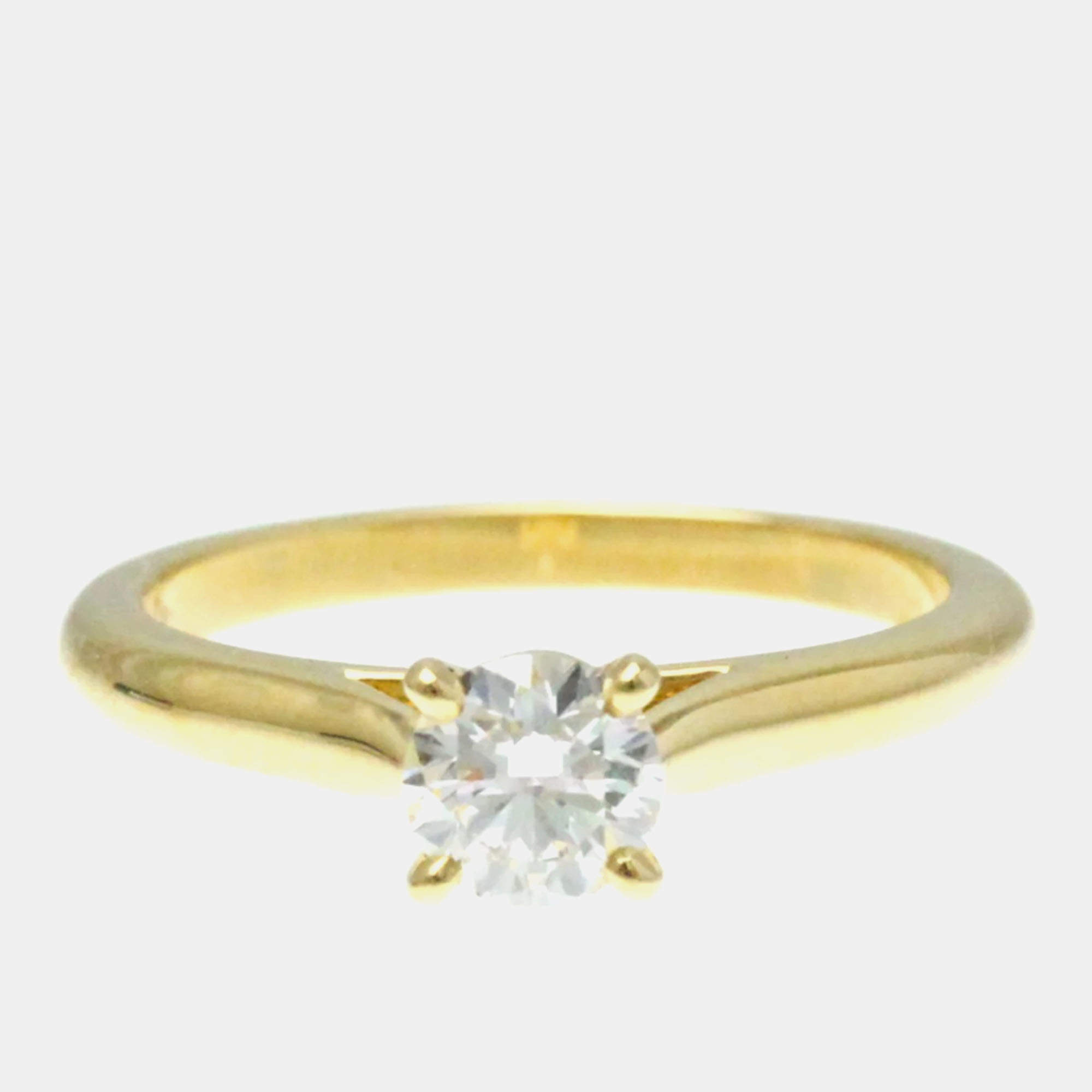 Cartier 18K Yellow Gold and Diamond Solitaire 1895 Engagement Ring EU 51