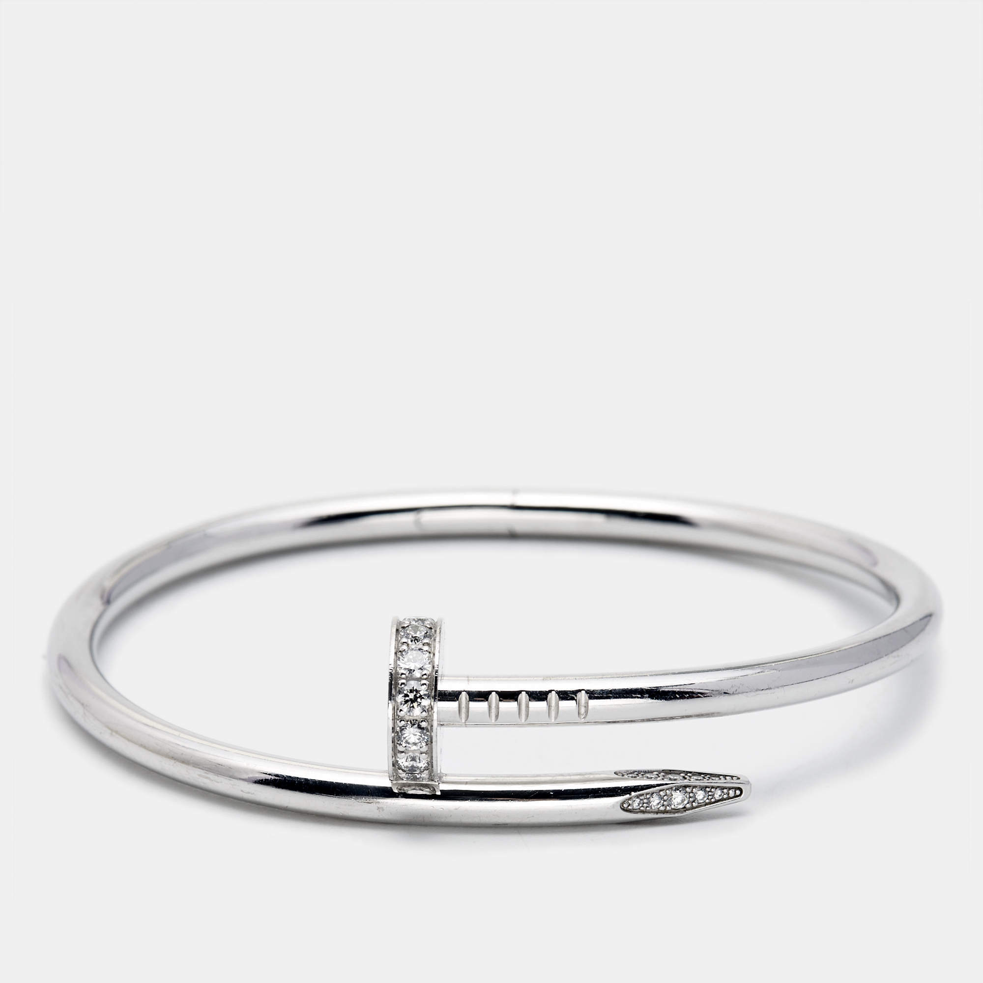 Pre Owned Cartier Juste Un Clou Diamonds 18k White Gold Bracelet 16