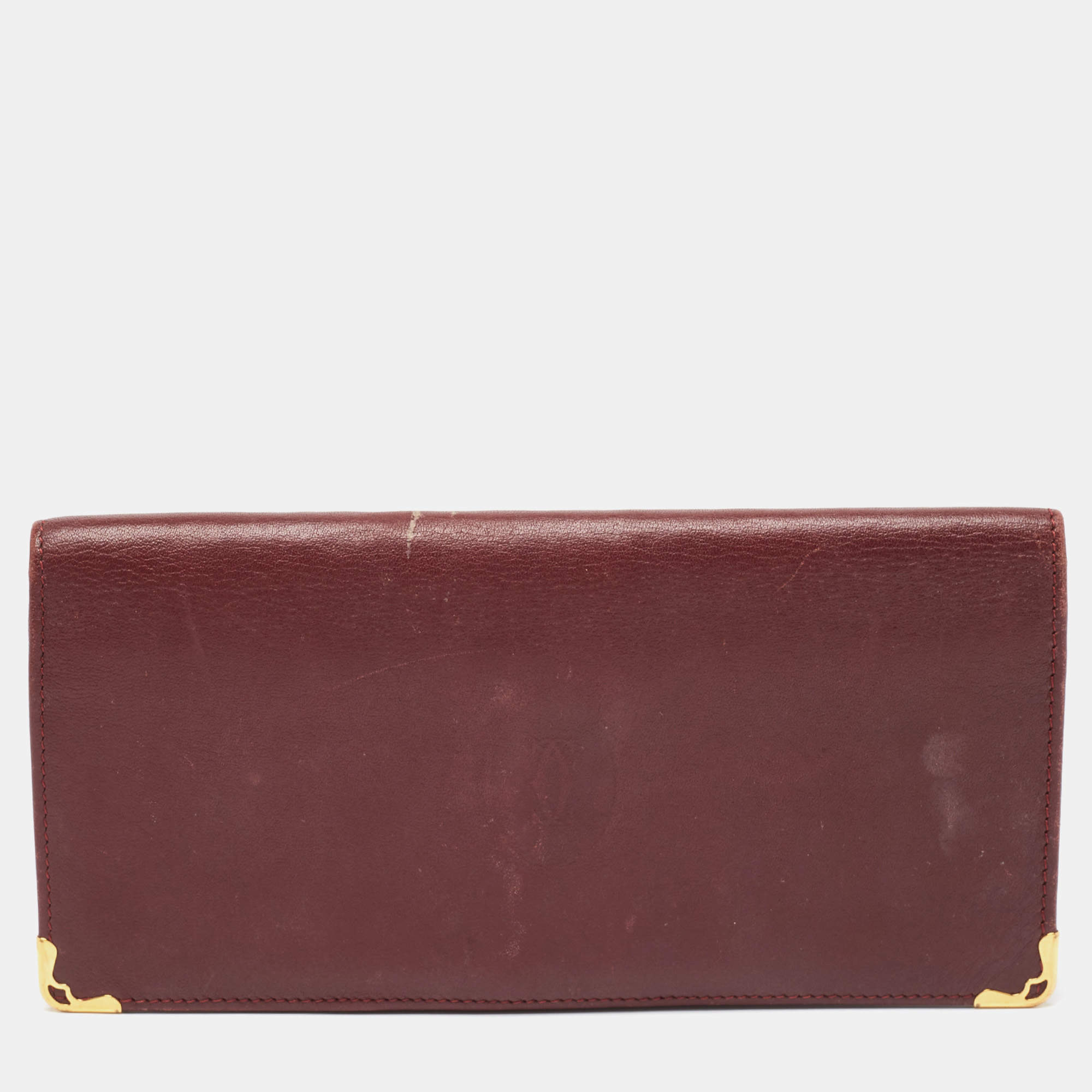 Cartier Burgundy Leather Must de Cartier Long Bifold Wallet