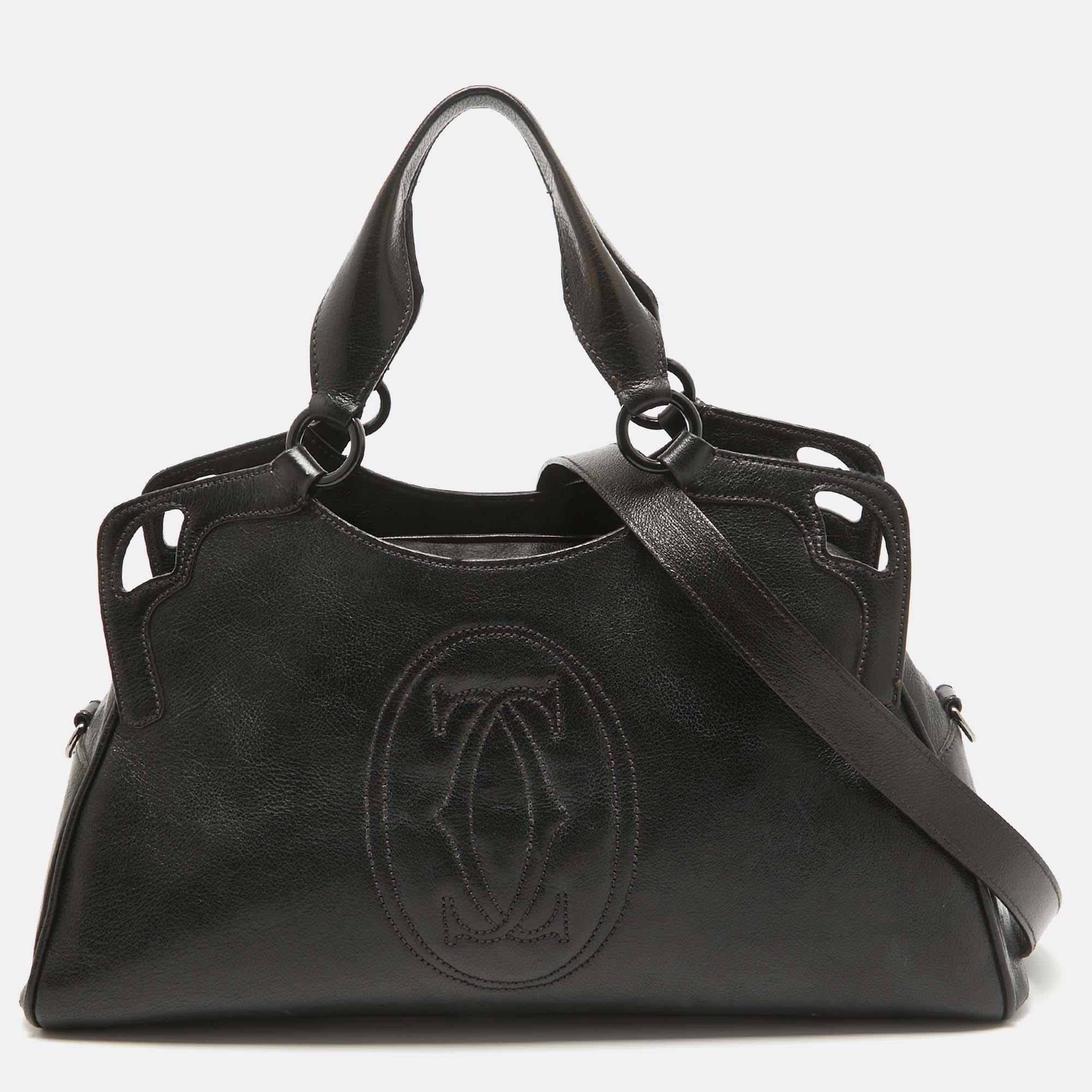 Pre Owned Cartier Dark Brown Leather Marcello de Cartier Bag