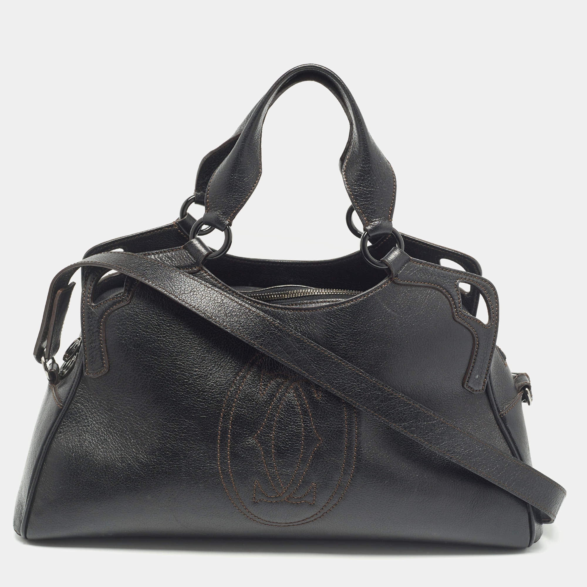 Pre Owned Cartier Black Leather Marcello de Cartier Bag
