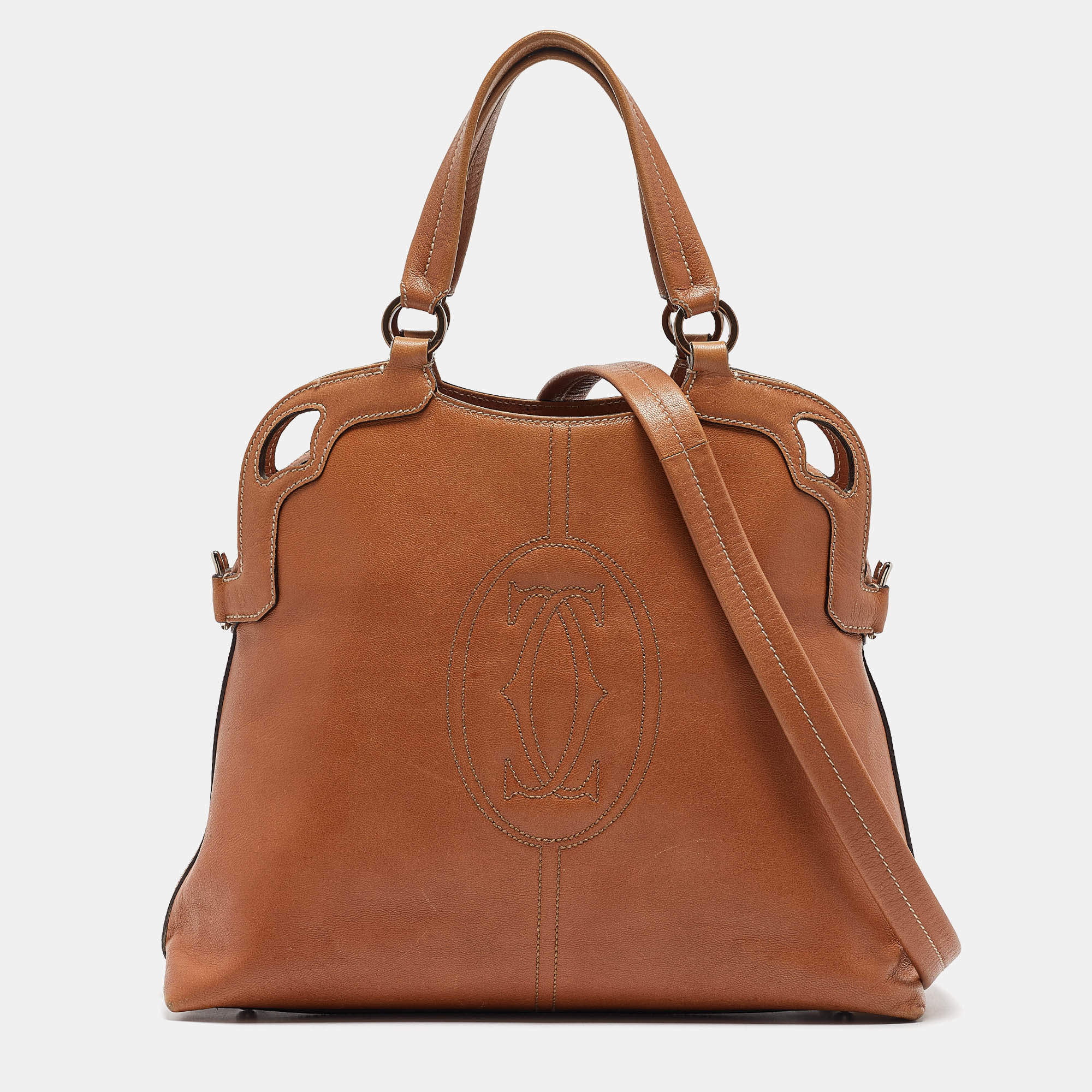 Pre Owned Cartier Tan Leather Marcello de Cartier Satchel