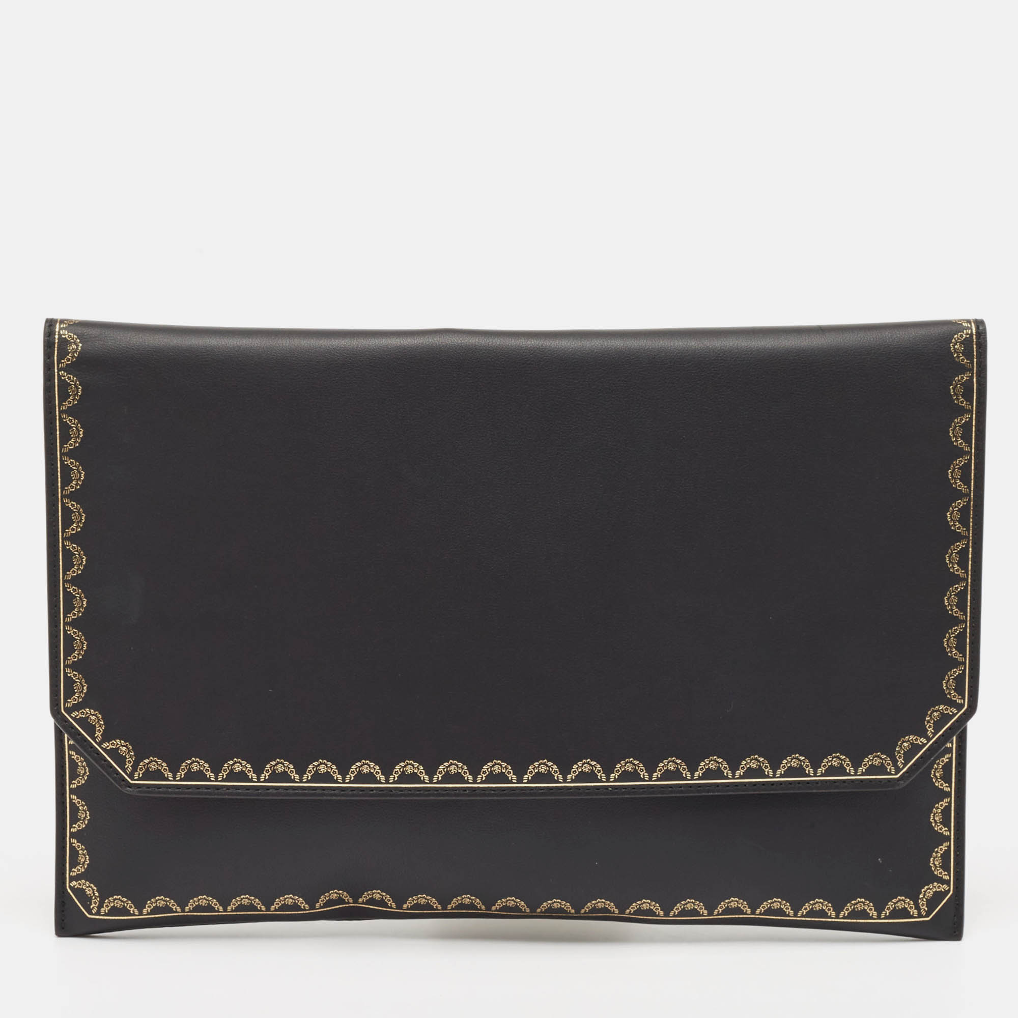 Cartier Black Leather Guirlande de Cartier Clutch