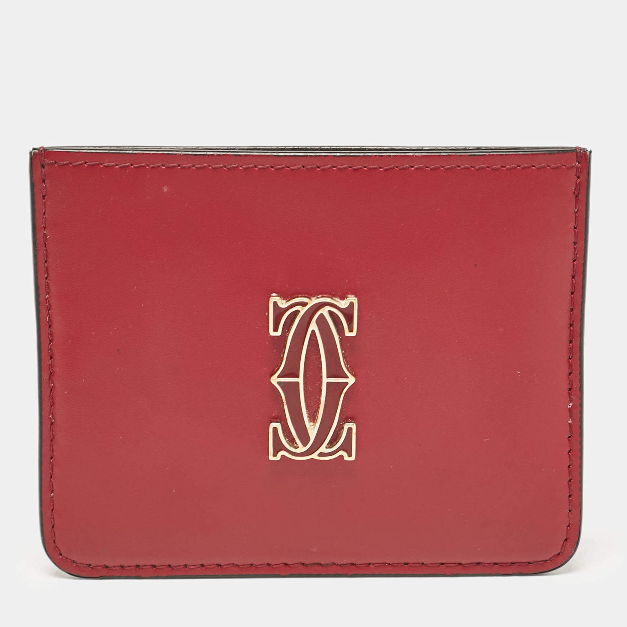 Cartier Dark Red Leather C De Cartier Card Holder