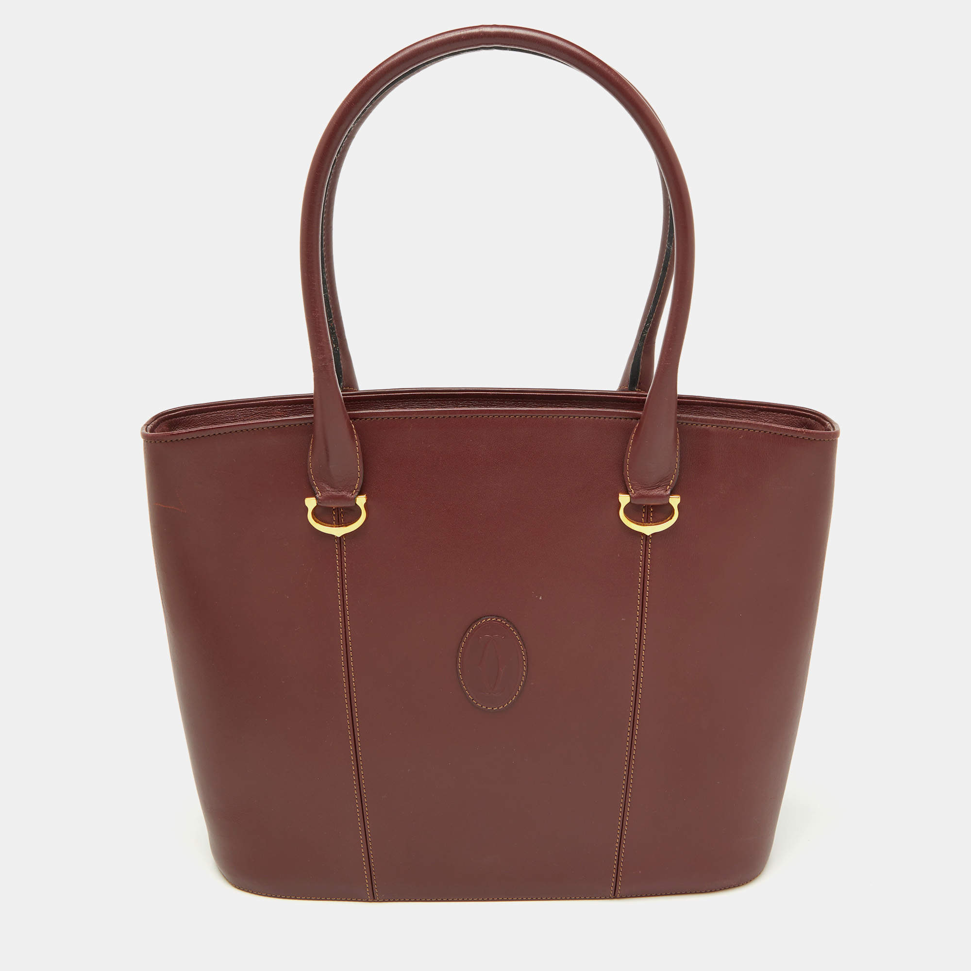 Cartier Burgundy Leather Must de Cartier Tote