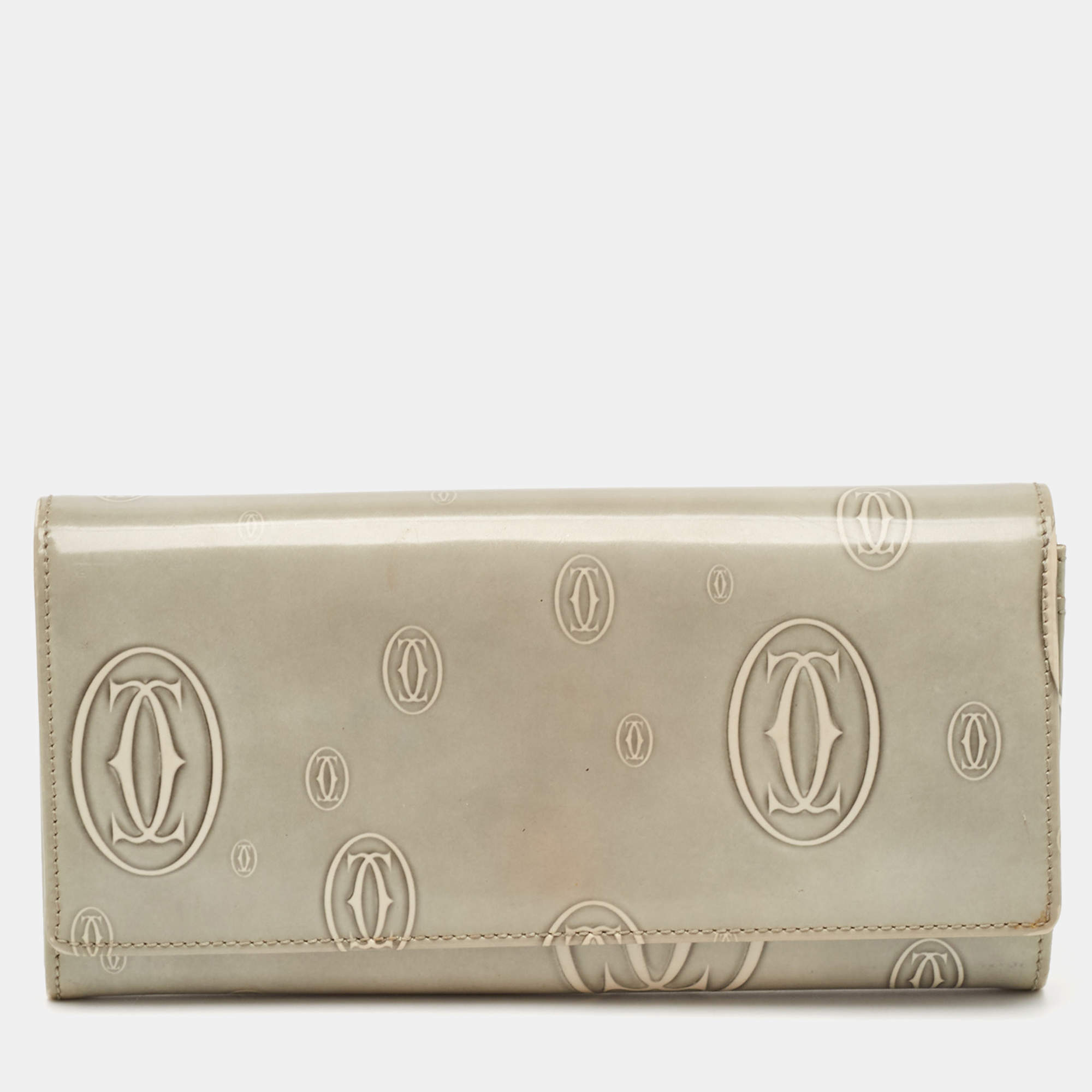 Pre Owned Cartier Grey Leather Happy Birthday Continental Wallet
