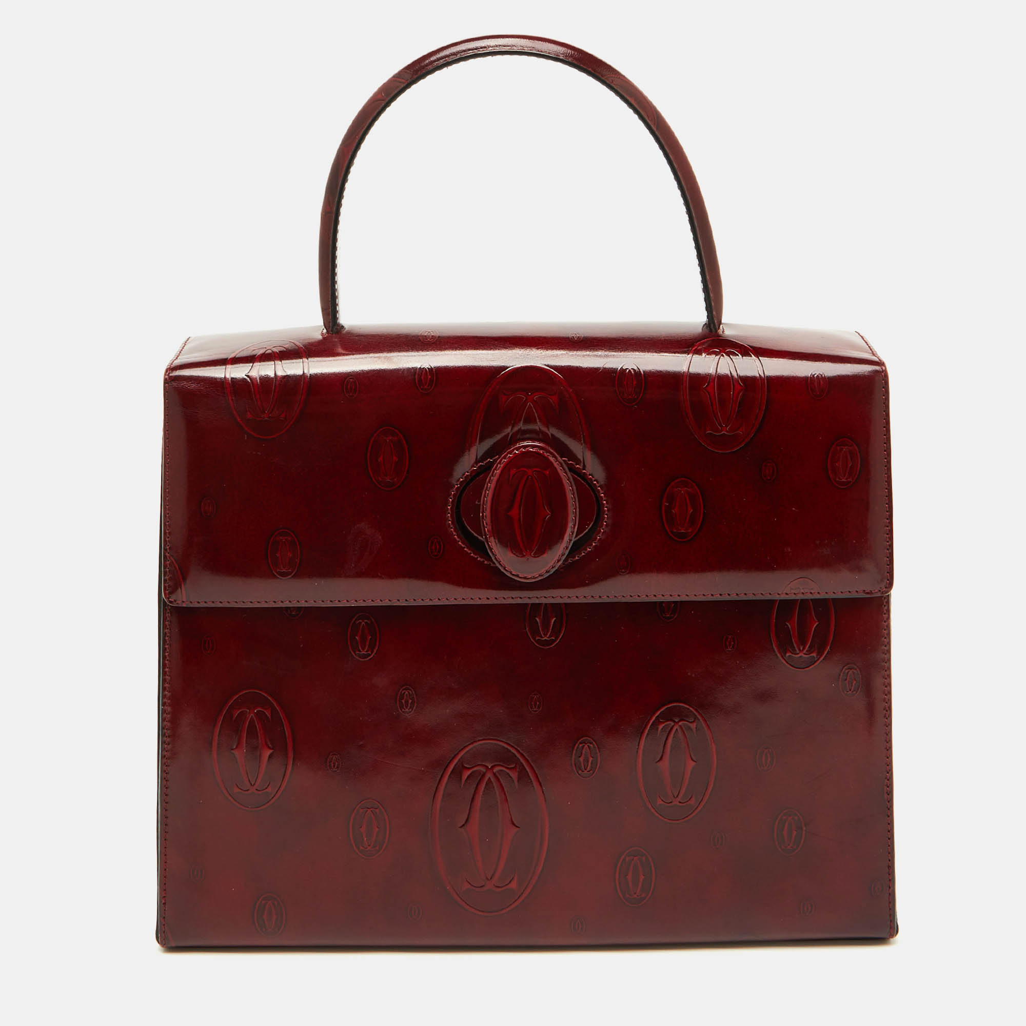 Cartier Red Patent Leather Happy Birthday Top Handle Bag