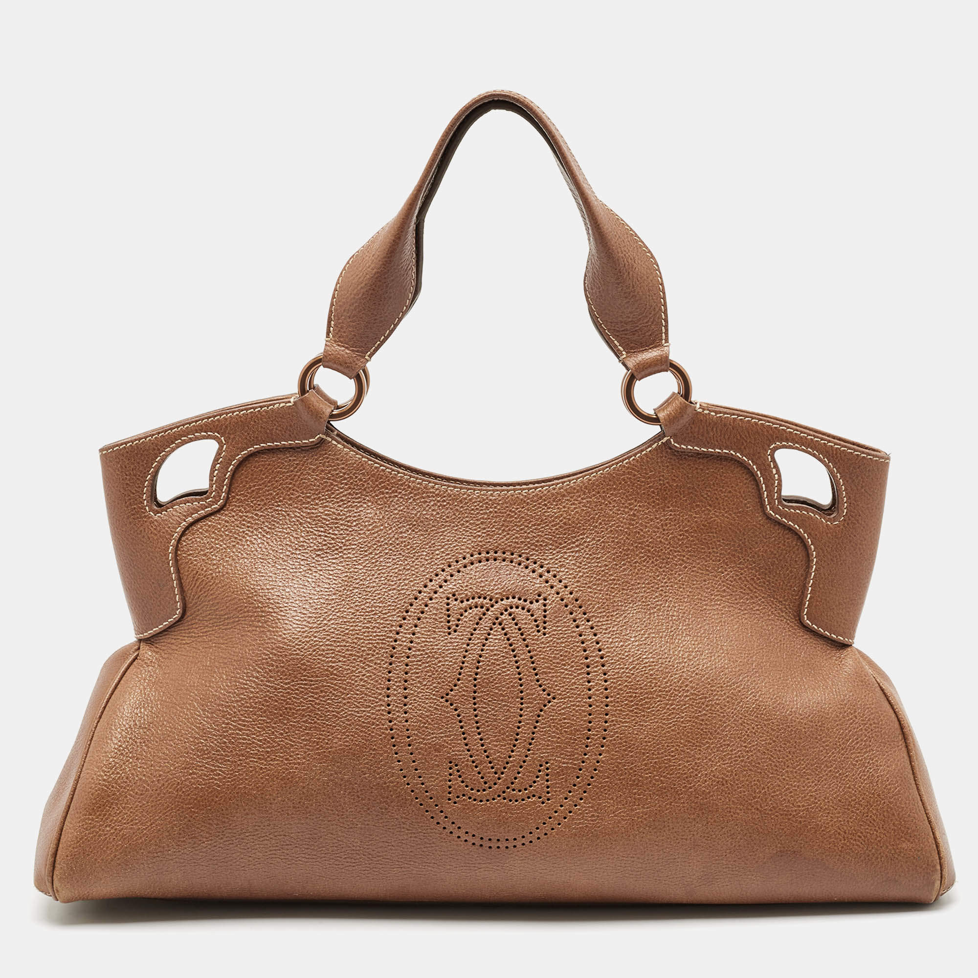 Pre Owned Cartier Brown Leather Marcello de Cartier Satchel