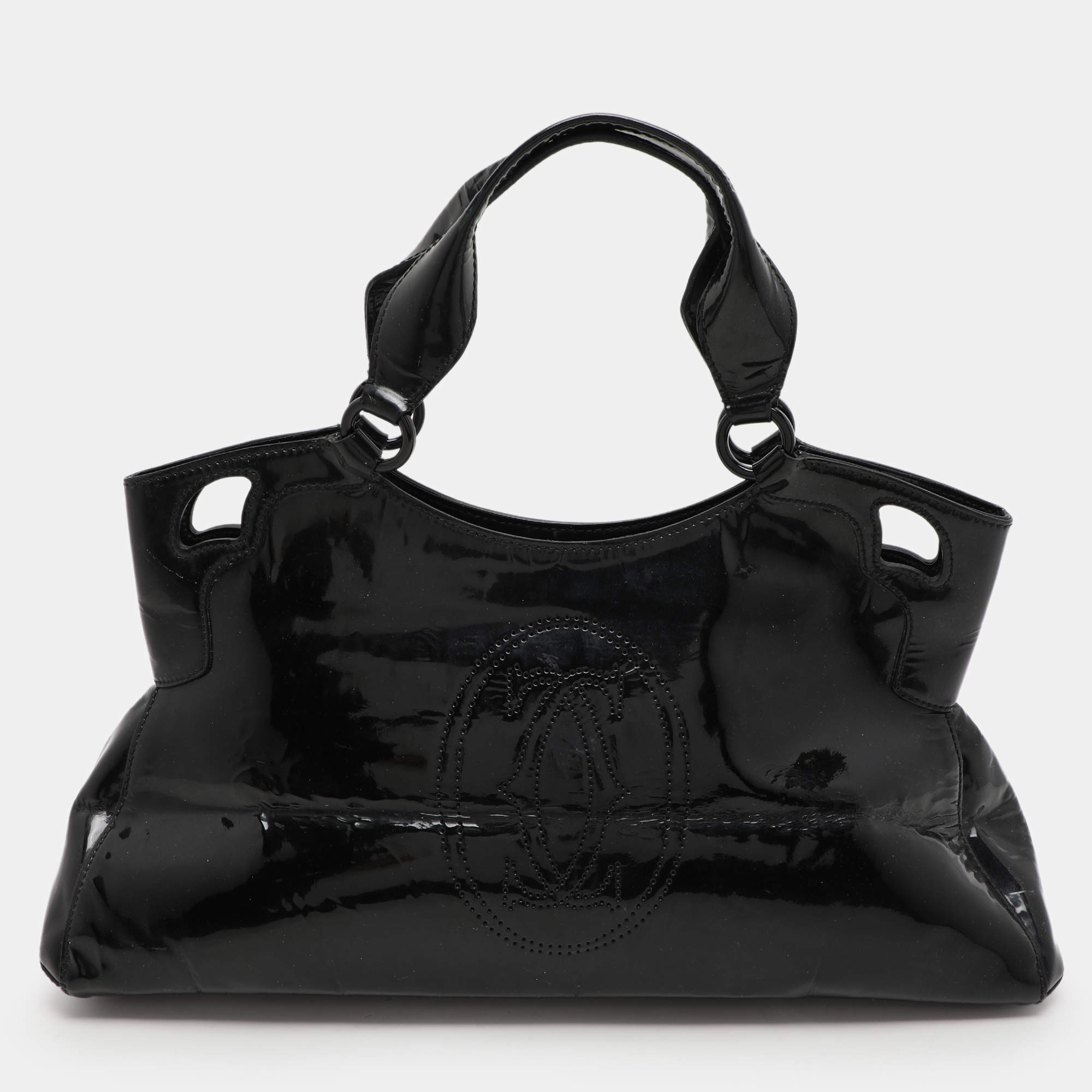 Pre Owned Cartier Black Patent Leather Large Marcello de Cartier Bag